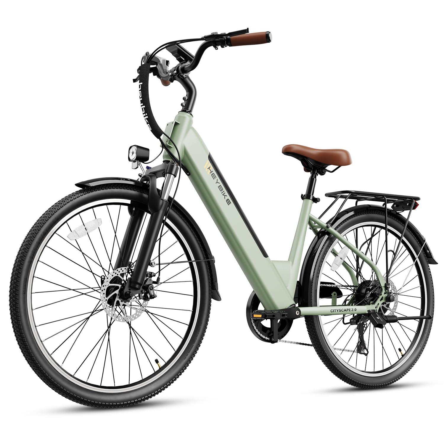 Heybike Cityscape 2.0 Electric Bike for Adults with 1000W Motor Peak,468Wh Removable Battery and up to 50Miles 24MPH,UL Certified 26" Electric Commuter Bike with 7-Speed and Front Suspension.