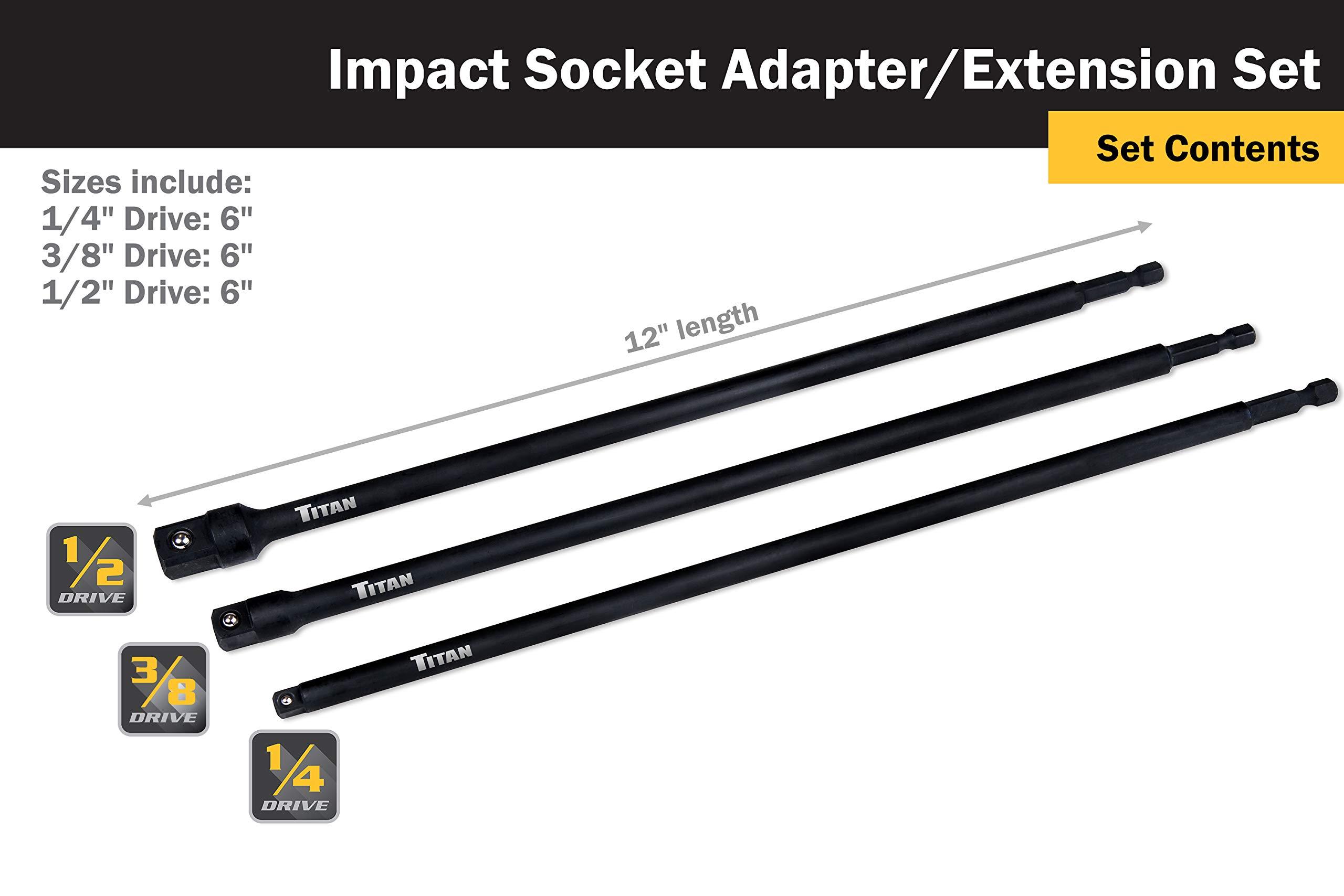Titan 15206 3-Piece 12-Inch Impact Socket Adapter and Extension Set - Image 2
