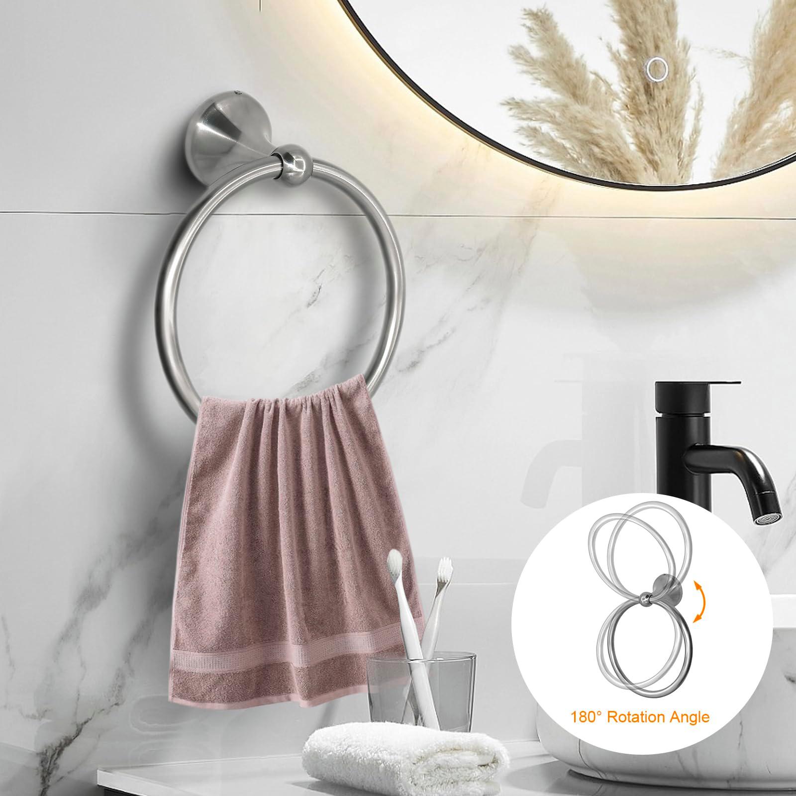 8 Pieces Bathroom Hardware Set Brushed Nickel Adjustable Expandable Towel Bars Towel Ring Wall Mount Toilet Paper Holder Towel Hooks Towel Racks Hand Towel Holder Bathroom Accessory Set - Image 6