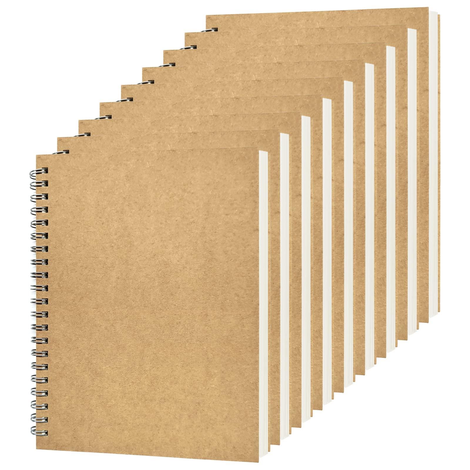 DSTELIN Blank Spiral Notebook, 9-Pack, Soft Cover, Sketch book, 100 Pages / 50 Sheets, 7.5 inch x 5.1 inch (Brown)