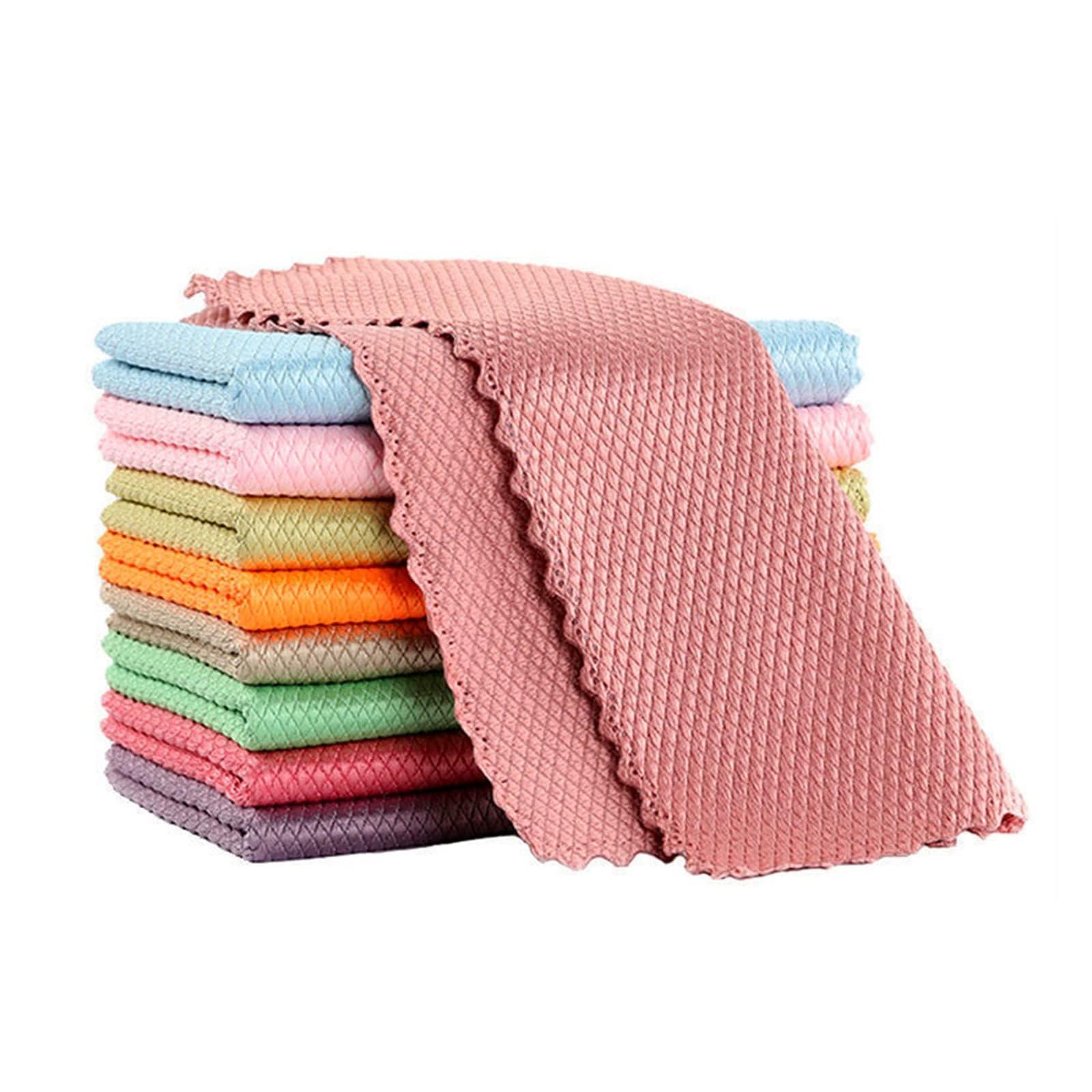 FPPLXCNM Weiliya 10pcs Cleaning Fish Scale Cloth Microfiber Nanoscale Cleaning Lint FreeEasy, No Trace High Absorption Polishing Cloth for Kitchen Home (Random Color)(30X40cm)
