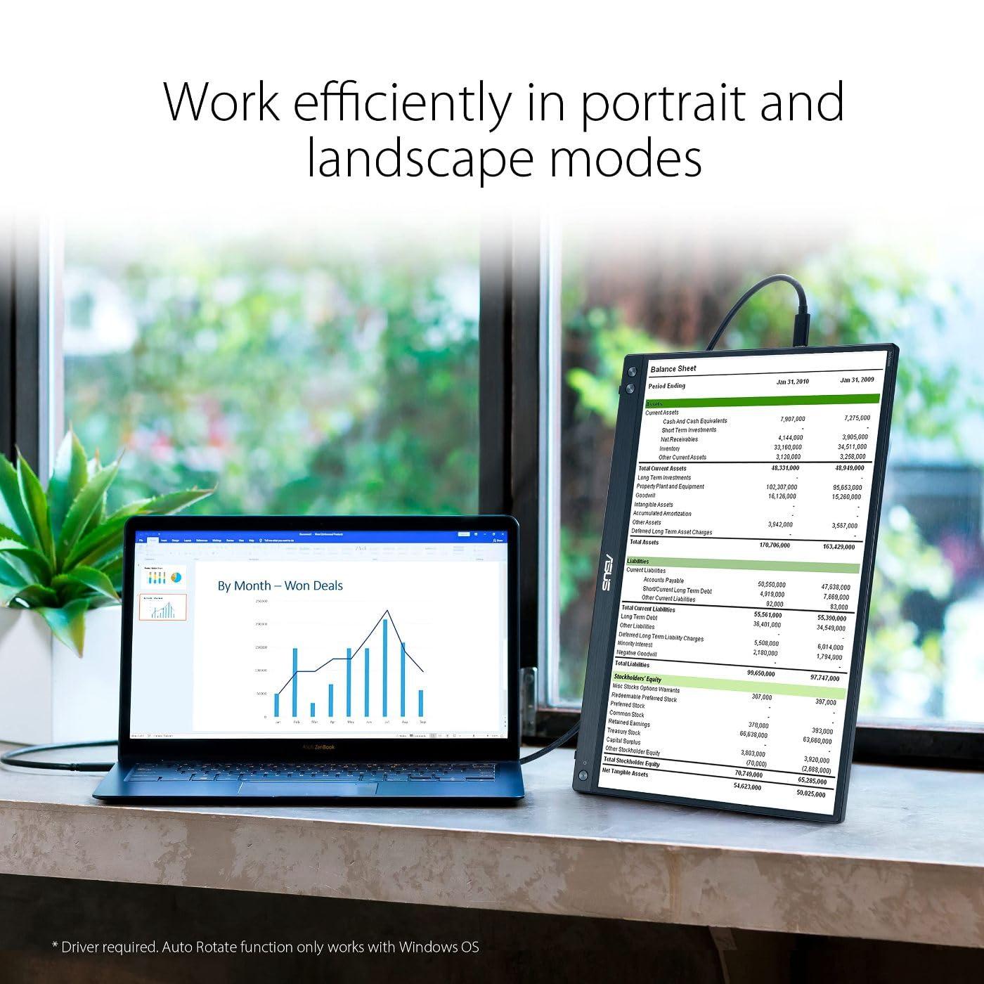 ASUS ZenScreen 15.6” 1080P Portable Monitor (MB16ACV) - Full HD, IPS, Eye Care, Flicker Free, Blue Light Filter, Kickstand, USB-C Power Delivery, for Laptop, PC, Phone, Console - Image 7