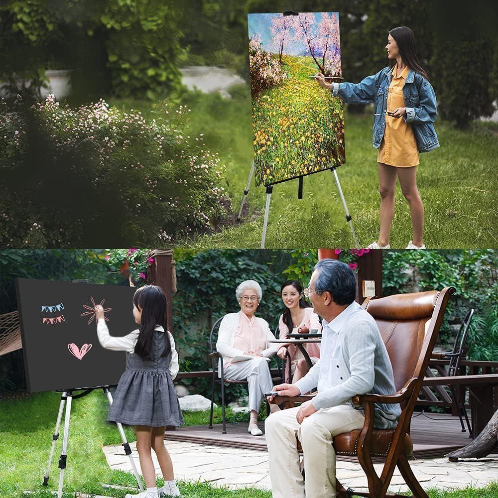 Art Easel Stand for Painting and Sign - RRFTOK Aluminum 66 Inch Metal Tripod Adjustable Portable Easels for Display - Canvas Stand for Table Top Floor Drawing for Artists Adult Holder or Teen - Image 9