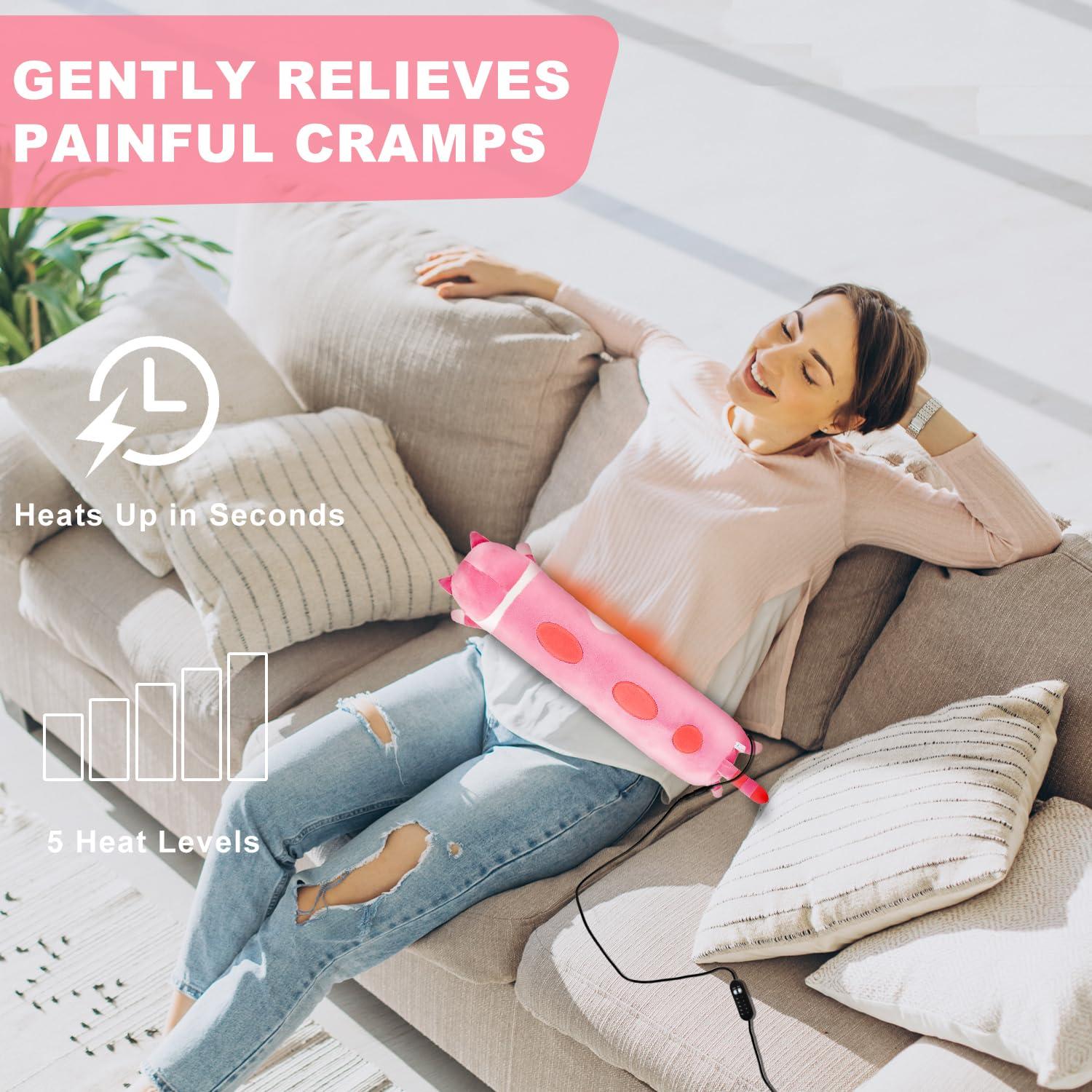 Cat Heating Pad for Period Cramps Menstrual Pain Relief, Portable Electric Heat Pads USB Powered, Cute Stuff Stuffed Animals Funny Gifts for Women Teen Girls Kids Cat Lovers Birthday Easter Christmas - Image 3