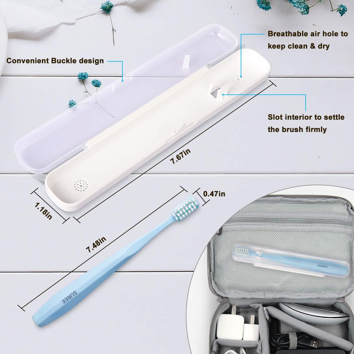 SUREE Extra Soft Toothbrush for Sensitive Teeth, Upgraded 10000 Bristles Nano Toothbrush, Ultra Soft Toothbrushes for Adults & Elders, Portable Manual Toothbrush with Individual Travel Case (4 Pack) - Image 3