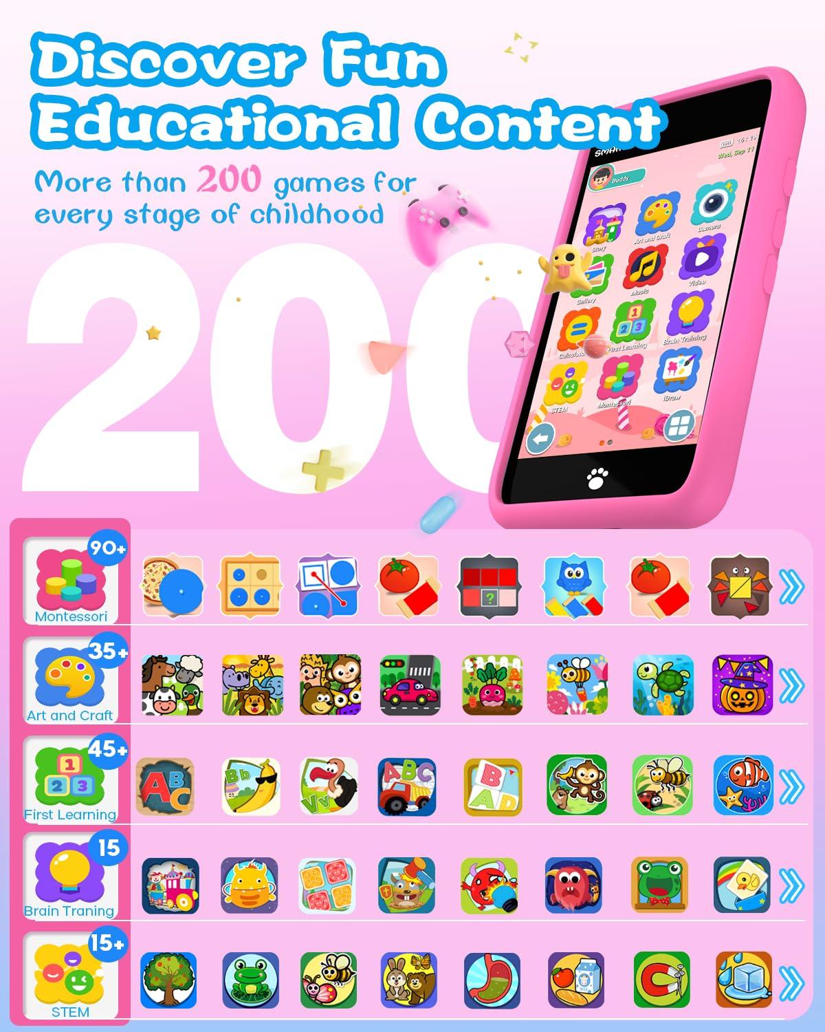 MOMILLA Kids Toys Smart Phone, 3.97" Touchscreen Phone Girls Toys, Gifts for Kids Age 3-12, Toddler Toys Learning Smartphone, Cell Phone with Front Camera Only (No Dual Camera) - Image 2