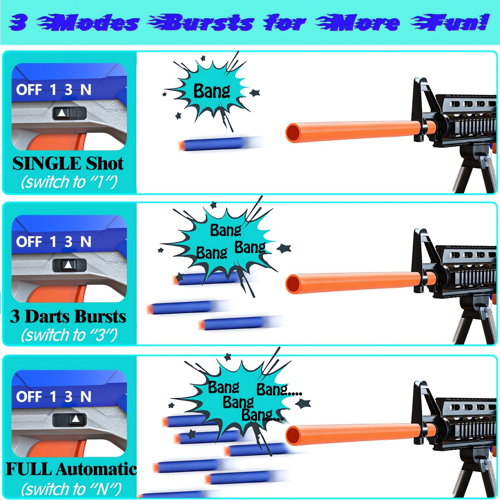Toy Gun Automatic Sniper Rifle -3 Modes Toy Foam Blasters with Tactical Vest, Bipod, 2 Clips and 150 Darts, Electric Toys for Boys Age 8-12 Gifts for Birthday Xmas - Image 4