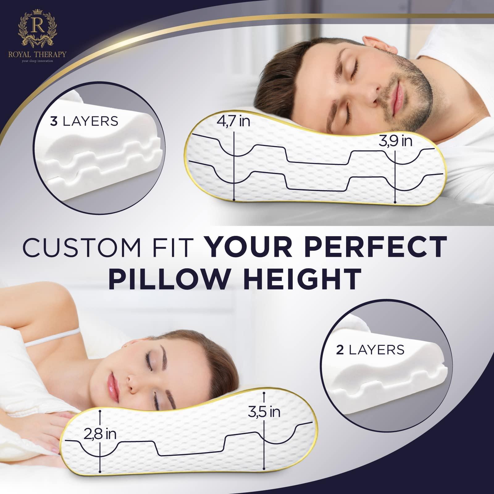 Royal Therapy Memory Foam Pillow, Queen Neck Pain Relief, Contour Cervical Pillow, for Neck and Shoulder Pain, Side, Back and Stomach Sleeper - Image 3