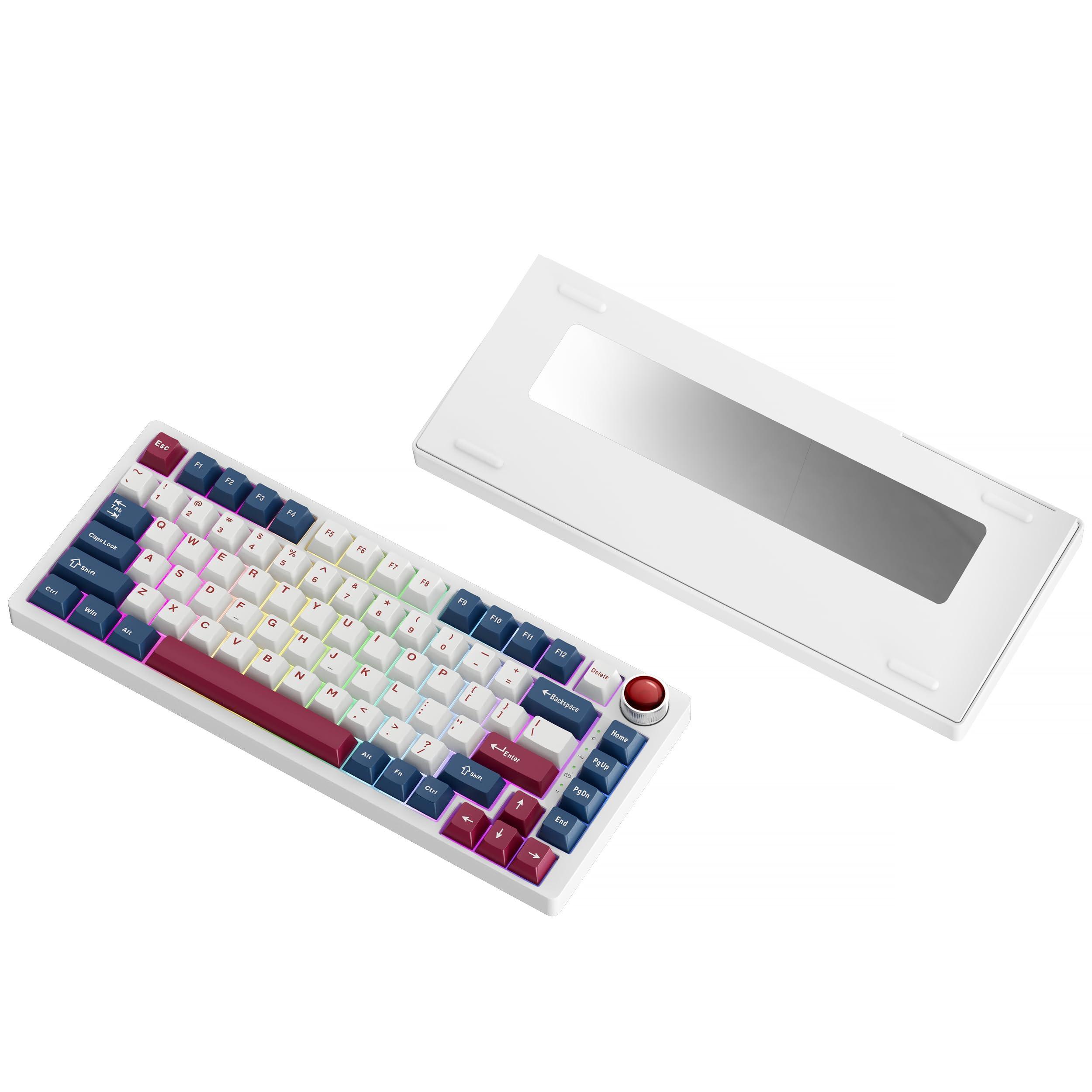 BOYI YK82 Aluminum Alloy Mechanical Keyboard,75% RGB Gasket-Mounted BT5.0/2.4G/Type-C Wired Tri-Mode Hot-Swap Programmable PBT Keycaps Gaming Keyboard with Knob for MAC/Win(Ruby Red PBT Keycaps) - Image 9