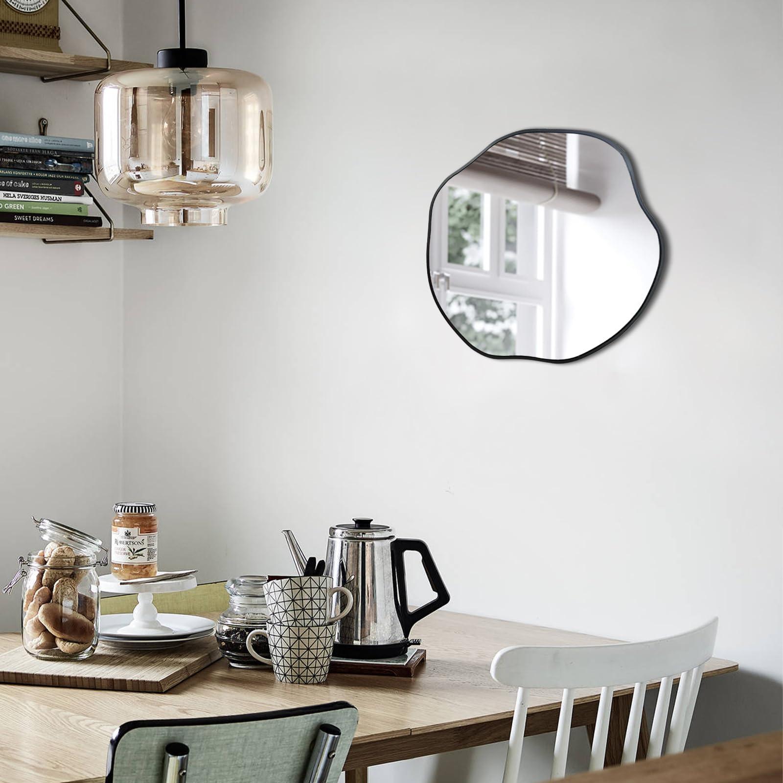 POZINO Irregular Shaped Mirror, 16" Asymmetrical Mirrors, Modern Scalloped Round Mirror, Decorative Waved Mirrors for Bathroom Living Room Bedroom Entryway Fireplace - Image 8