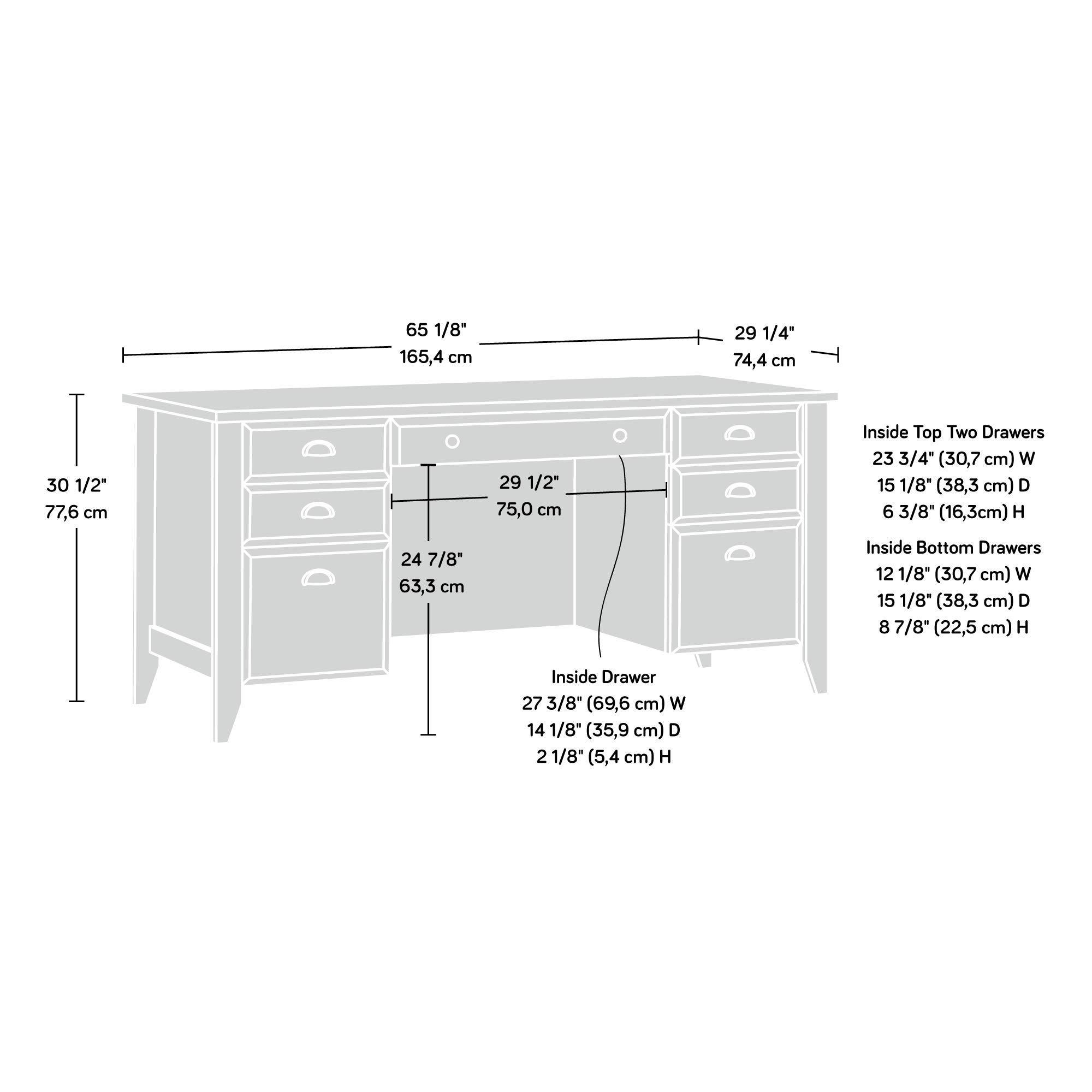Sauder Shoal Creek Executive Desk, L: 65.12" x W: 29.29" x H: 30.55", Jamocha Wood finish - Image 3