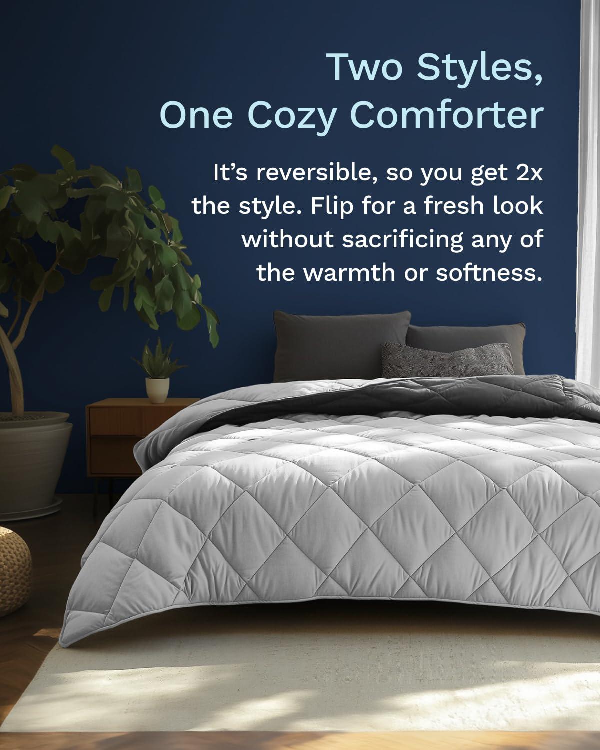 ViscoSoft Queen/Short Queen Microfiber All Seasons Down Alternative Quilted Comforter - Cooling Breathable Premium Soft Reversible Microfiber Duvet Blanket - Image 3