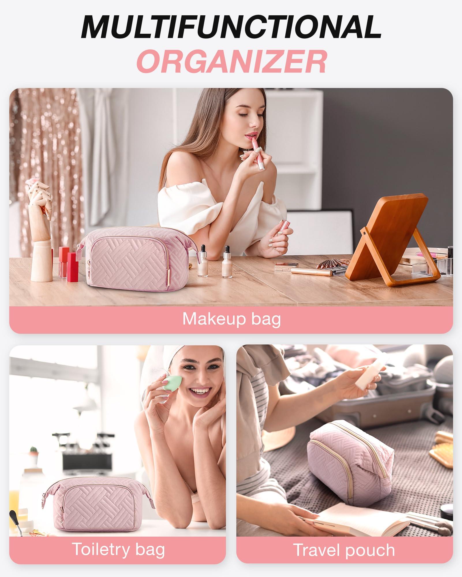 BAGSMART Travel Makeup Bag, Cosmetic Bag Make Up Organizer Case,Large Wide-open Pouch for Women Purse for Toiletries Accessories Brushes - Image 4