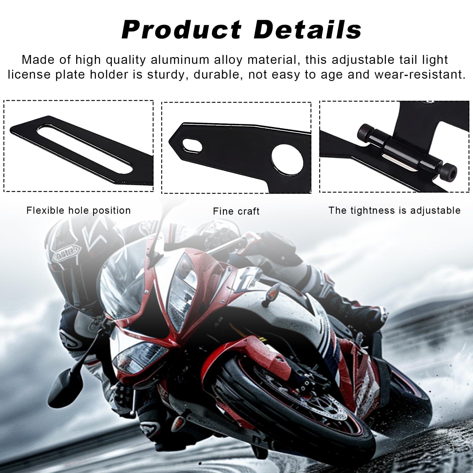 Wevdn 1 PCS Motorcycle License Plate Bracket, Adjustable Motorbike Fold License Plate Tail Light Mount Holder, Universal License Plate Holder for Scooter ATV Dirt Bike, Car Accessories - Image 3