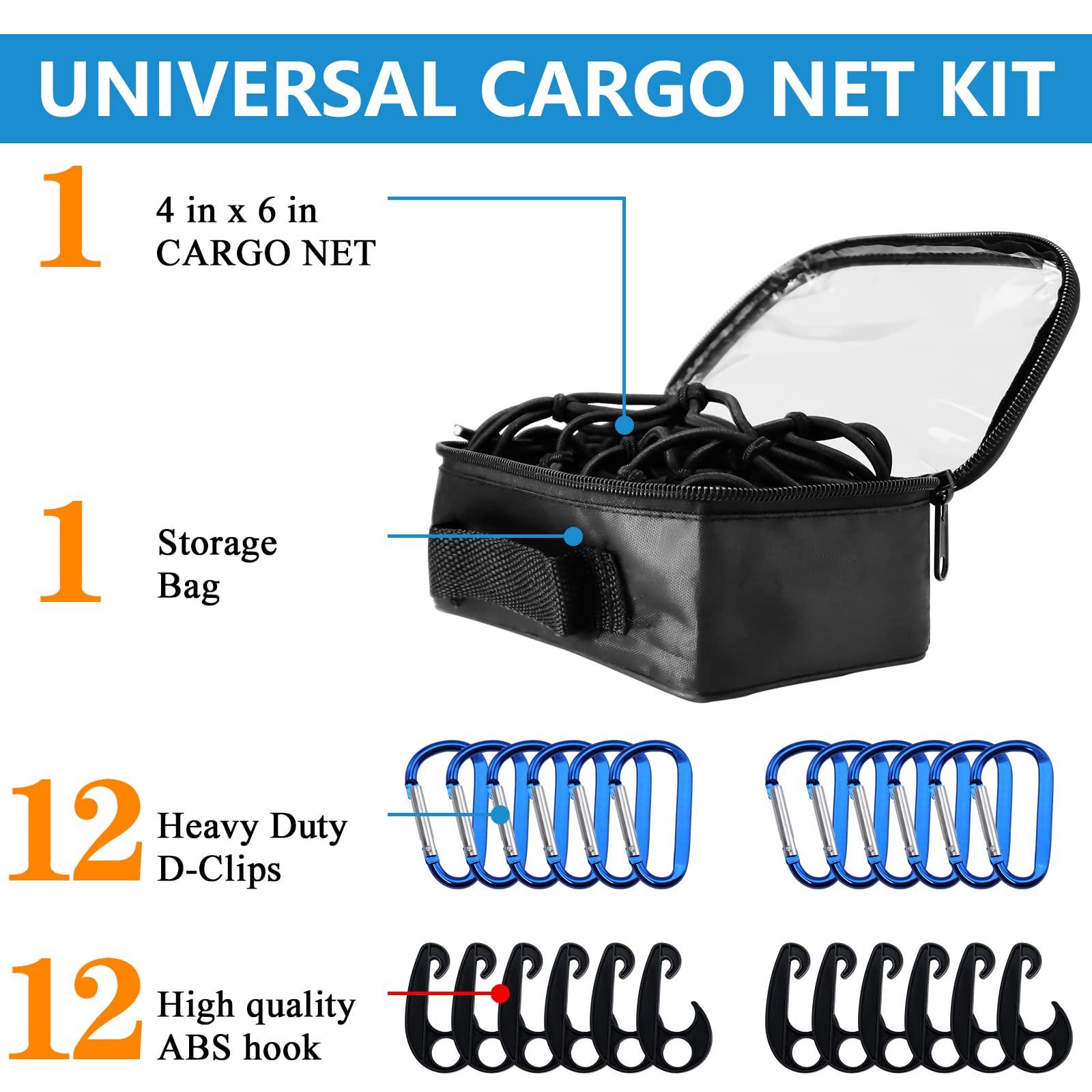 Funmit 4 x 6 Ft Cargo Net for Roof Basket and Pickup Bed, Nice Elasticity Stretches to 8 x 12 Ft with 24 Carabiners, Bungee Cargo Netting Design for Most Car Models - Image 2