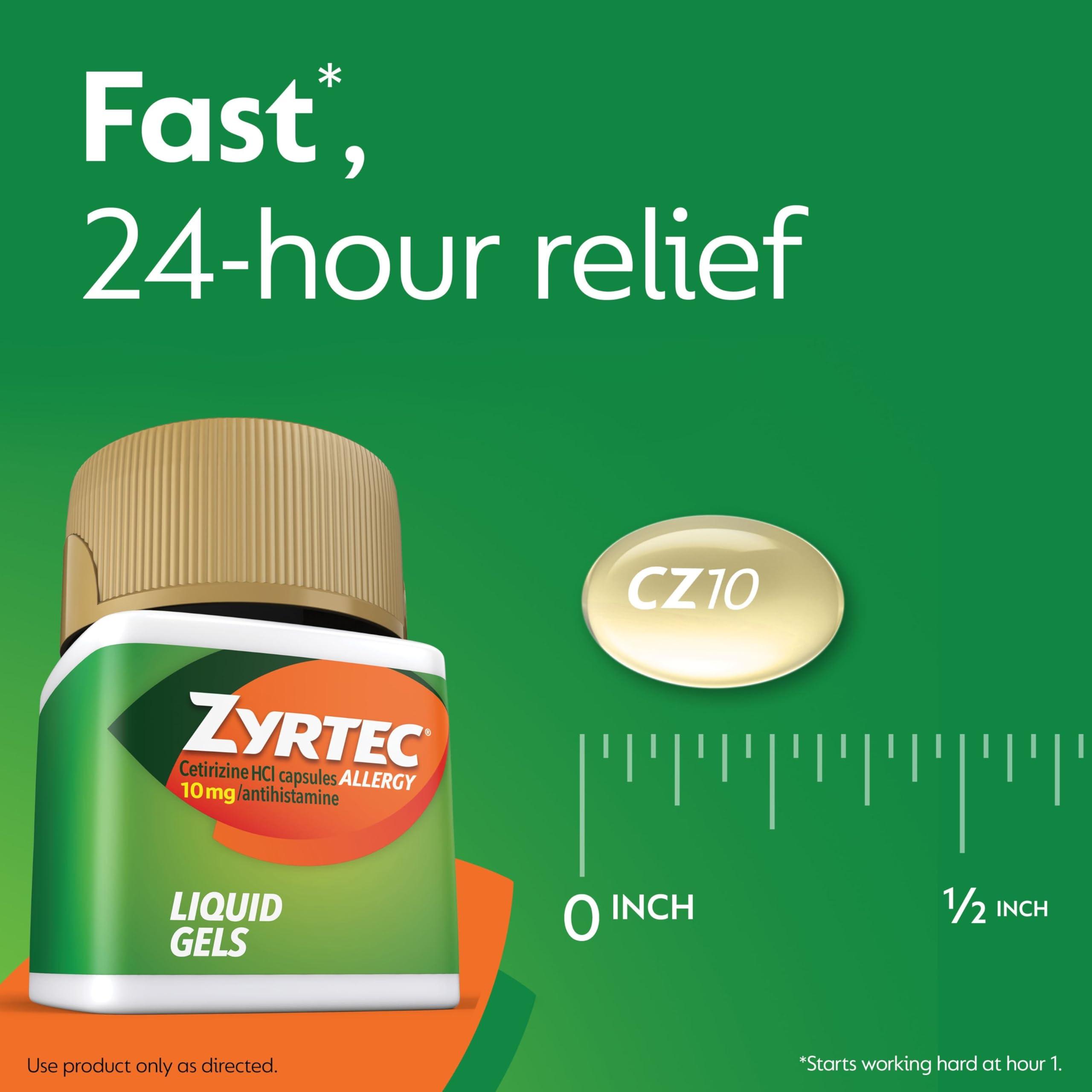Zyrtec 24 Hour Allergy Relief Liquid Gels, Antihistamine Capsules with Cetirizine HCl Allergy Medicine for All-Day Relief from Runny Nose, Sneezing, Itchy Eyes & More, 40 Count - Image 8