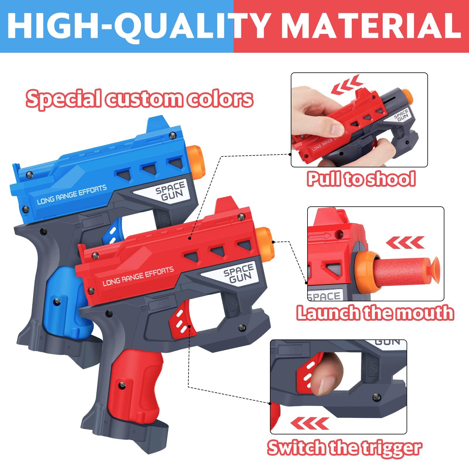 TiopLior Party Favors Compatible with Nerf Party, 12 Sets Gun Party Favors for Birthday Pack Included Mini Foam Pistols, 240 Foam Bullets, Safety Glasses, Wrist Belt Band, Face Masks - Image 4