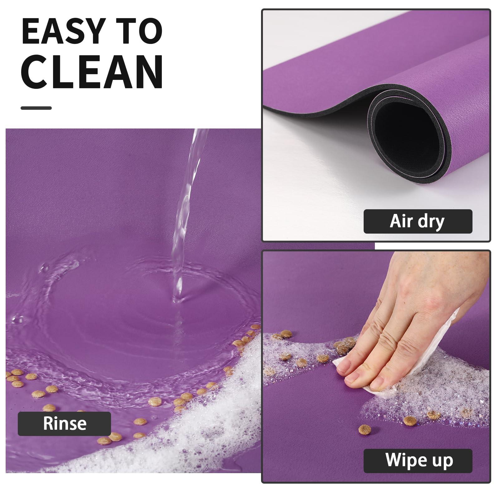 HotLive Pet Feeding Mat - Absorbent Dog Mat for Food and Water, No Stains Cat Bowl Mat, Easy to Clean Pet Placemats, Quick Dry Dog Water Dispenser Mat for Messy Drinkers | Purple 12"x 19" - Image 3