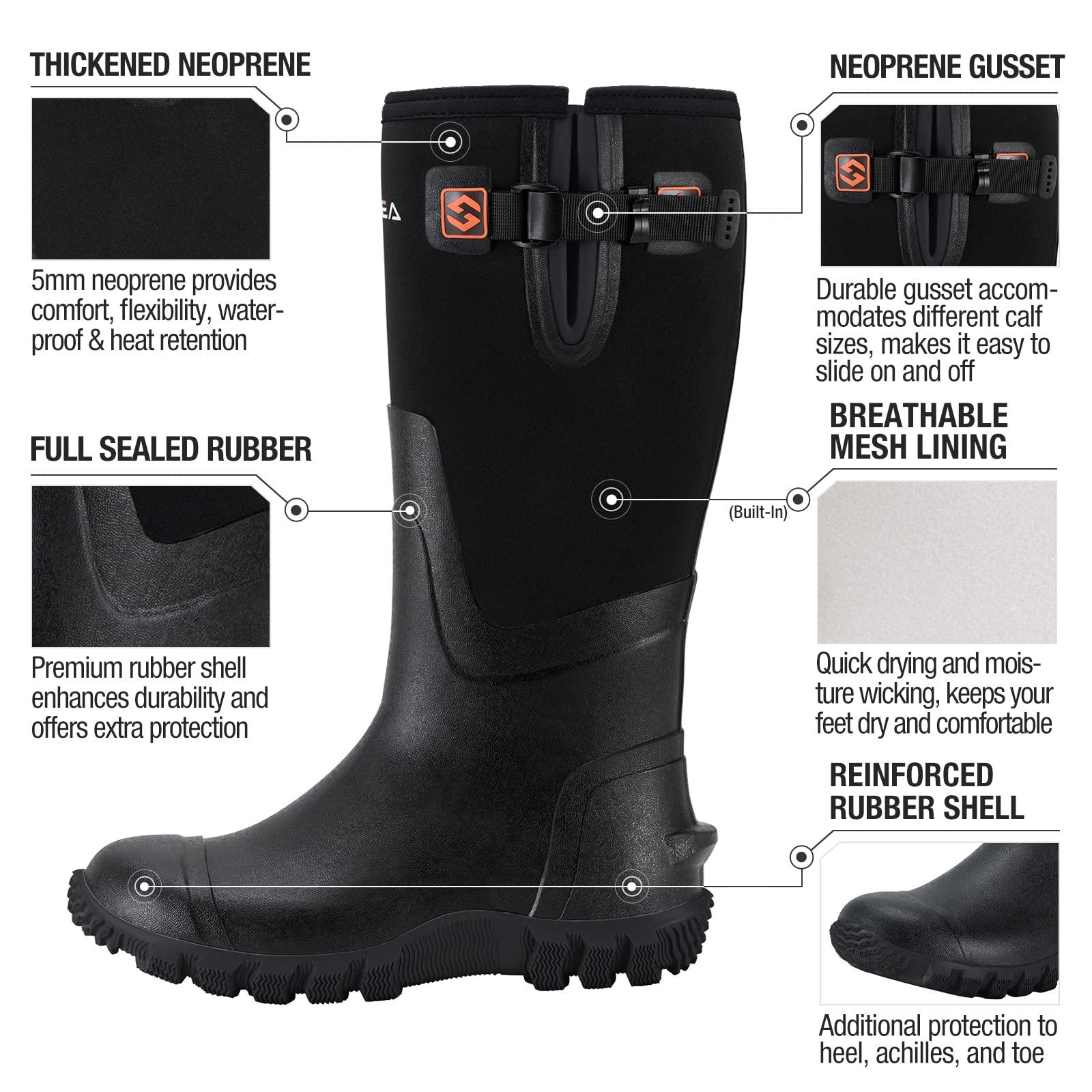 HISEA Women's Mid Calf Rain Boots Waterproof Rubber Boot for Garden Mud Working - Image 2
