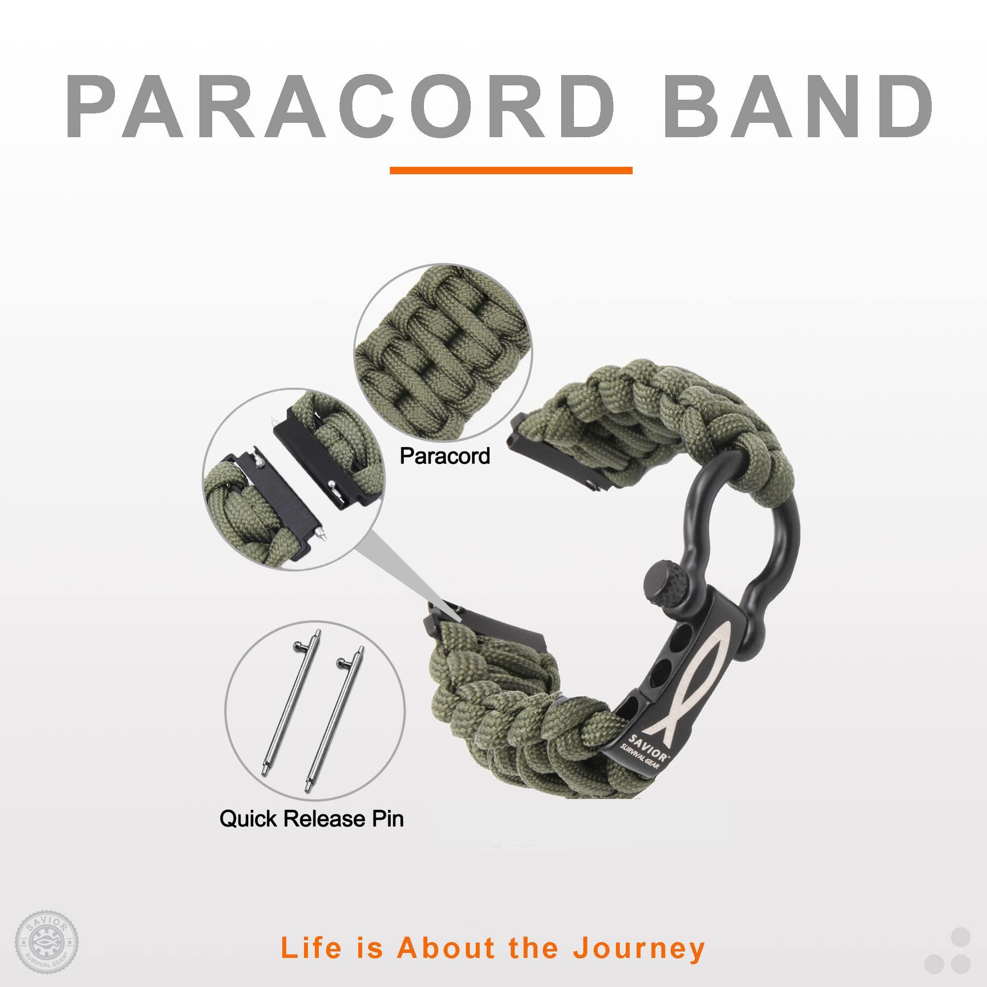 Savior Survival Gear Paracord 20mm/22mm Watch Band with Quick Release - Men & Women - Strap Compatible with Various Smart Watches, including Galaxy (some), S3 Classic, and Fenix 5 - Image 6