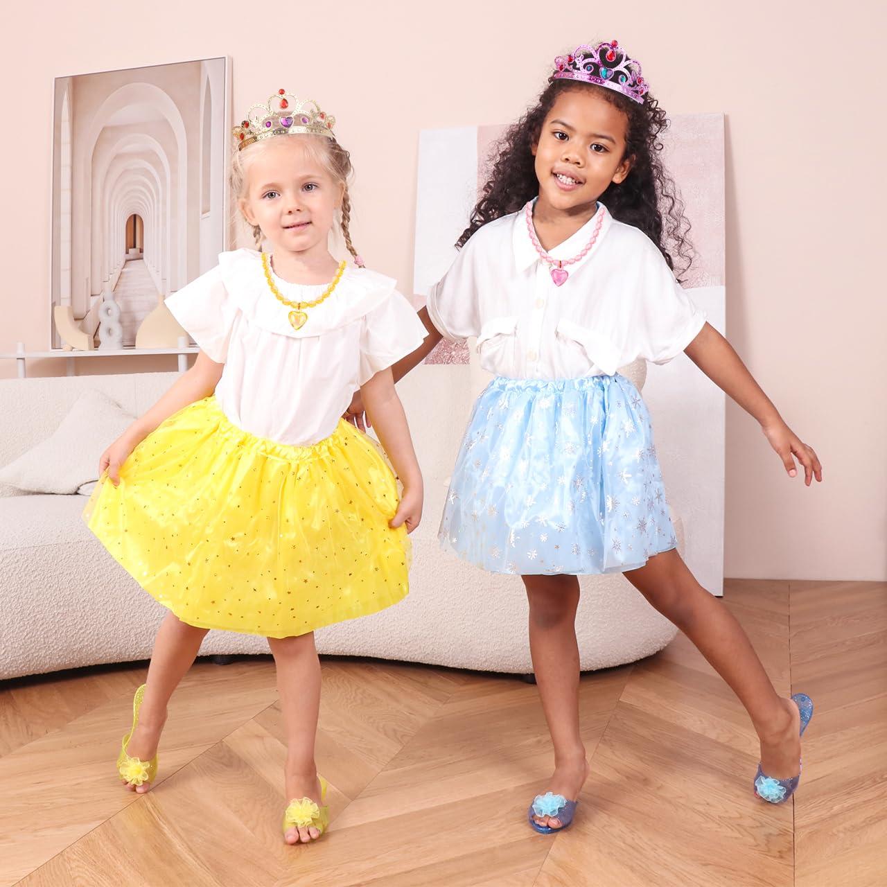 Meland Princess Dress Up Clothes for Toddlers with Skirts, Shoes, Crown & Play Jewelry, Princess Toys for Girls Age 3,4,5,6 Year Old, Little Girls Gift Idea for Birthday Christmas - Image 2