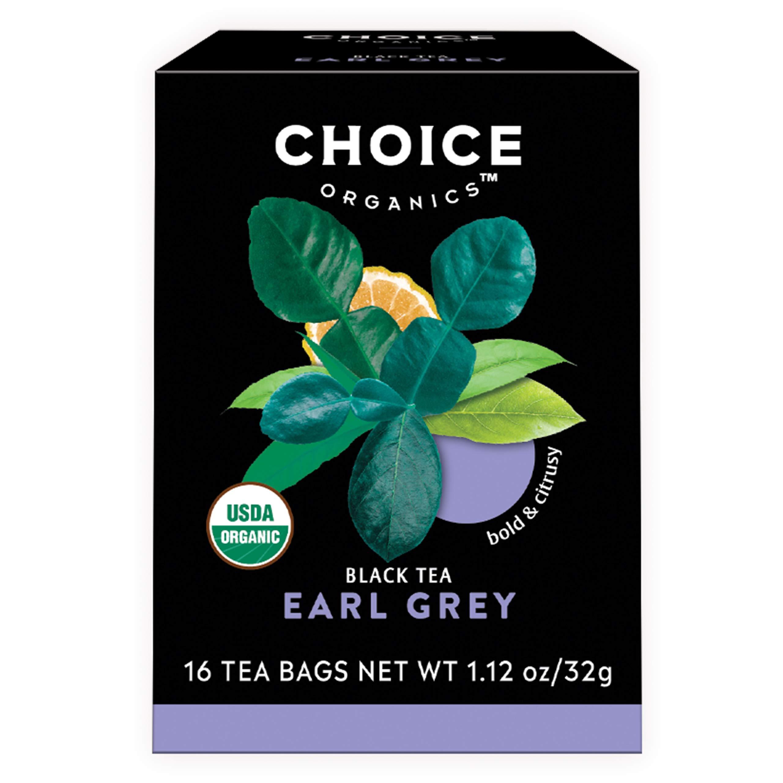 Choice Organic Teas Earl Grey Tea - With Bergamot - Fair Trade - Compostable - Contains Caffeine - 48 Organic Black Tea Bags (Pack of 3)