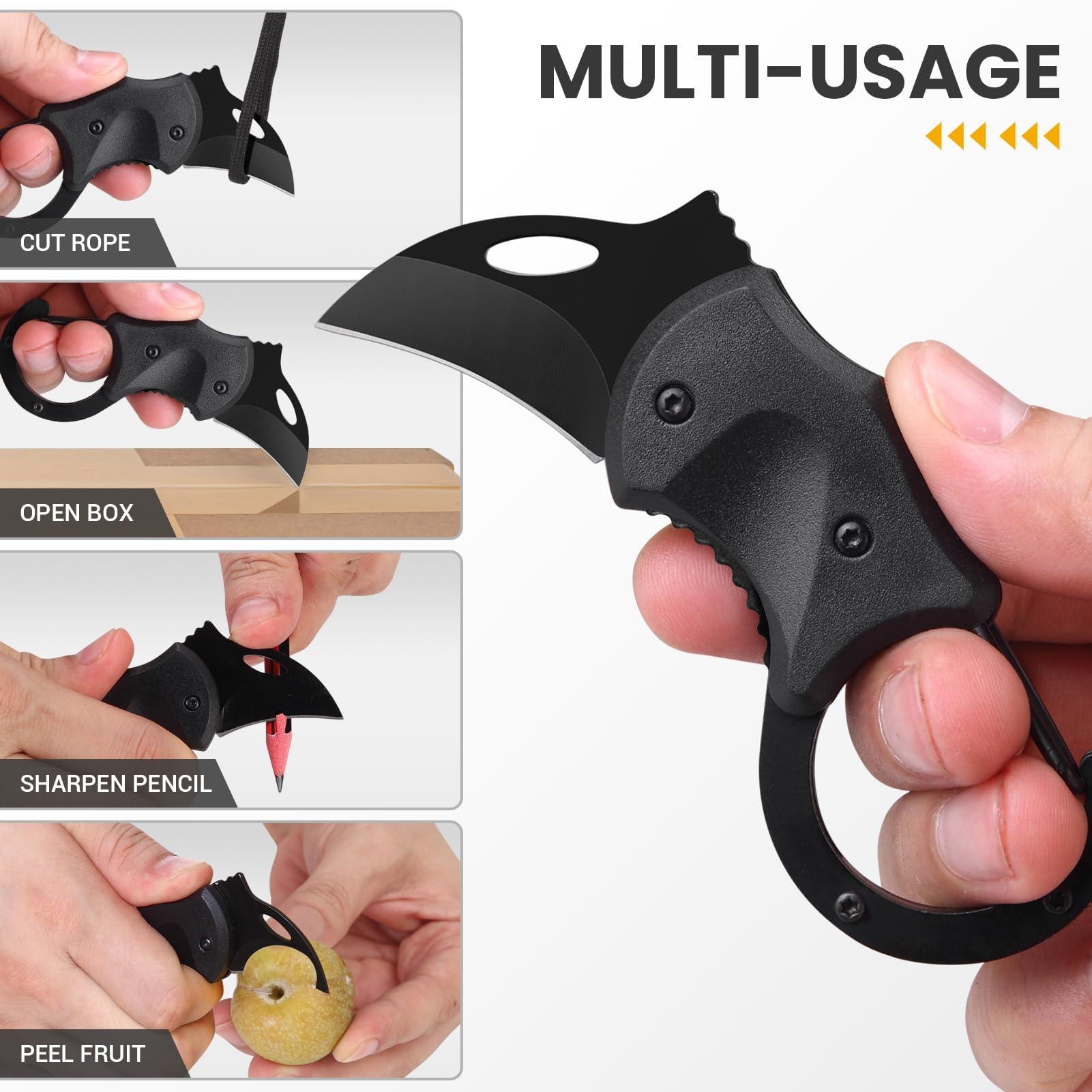 FUNBRO Small Pocket Knife Gift for Men, Keychain Box Cutter with 1.34inch Blade, Mini Folding Knives EDC Gadgets for Everyday Carry, Stocking Stuffers Gift for Adults Men Him - Image 4