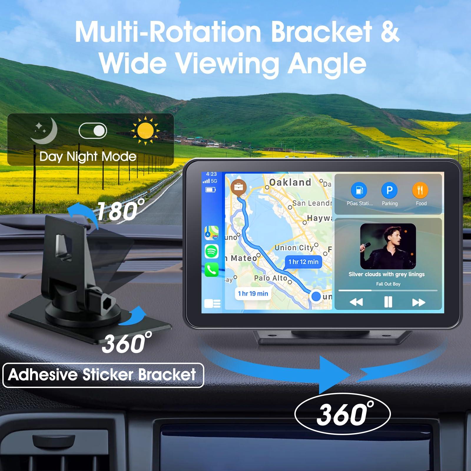 Eleacc Portable Wireless Carplay Car Stereo, 7" HD Touchscreen for Car with Apple CarPlay & Android Auto with Mirror Link/Backup Camera/Siri/Bluetooth/Navigation/AUX for All Vehicles - Image 7