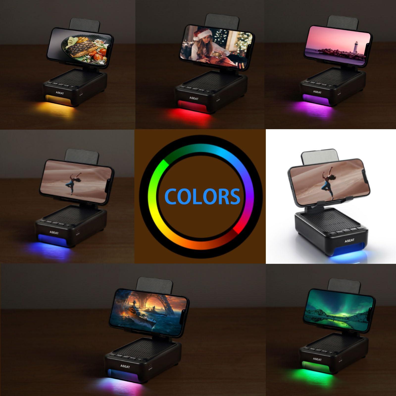 ASEAT Gifts for Men Him, Cell Phone Stand with Bluetooth Speaker&Led Color Changing Light, Unique Gifts for Women Dad Her Husband, Birthday Gifts for Men - Image 7