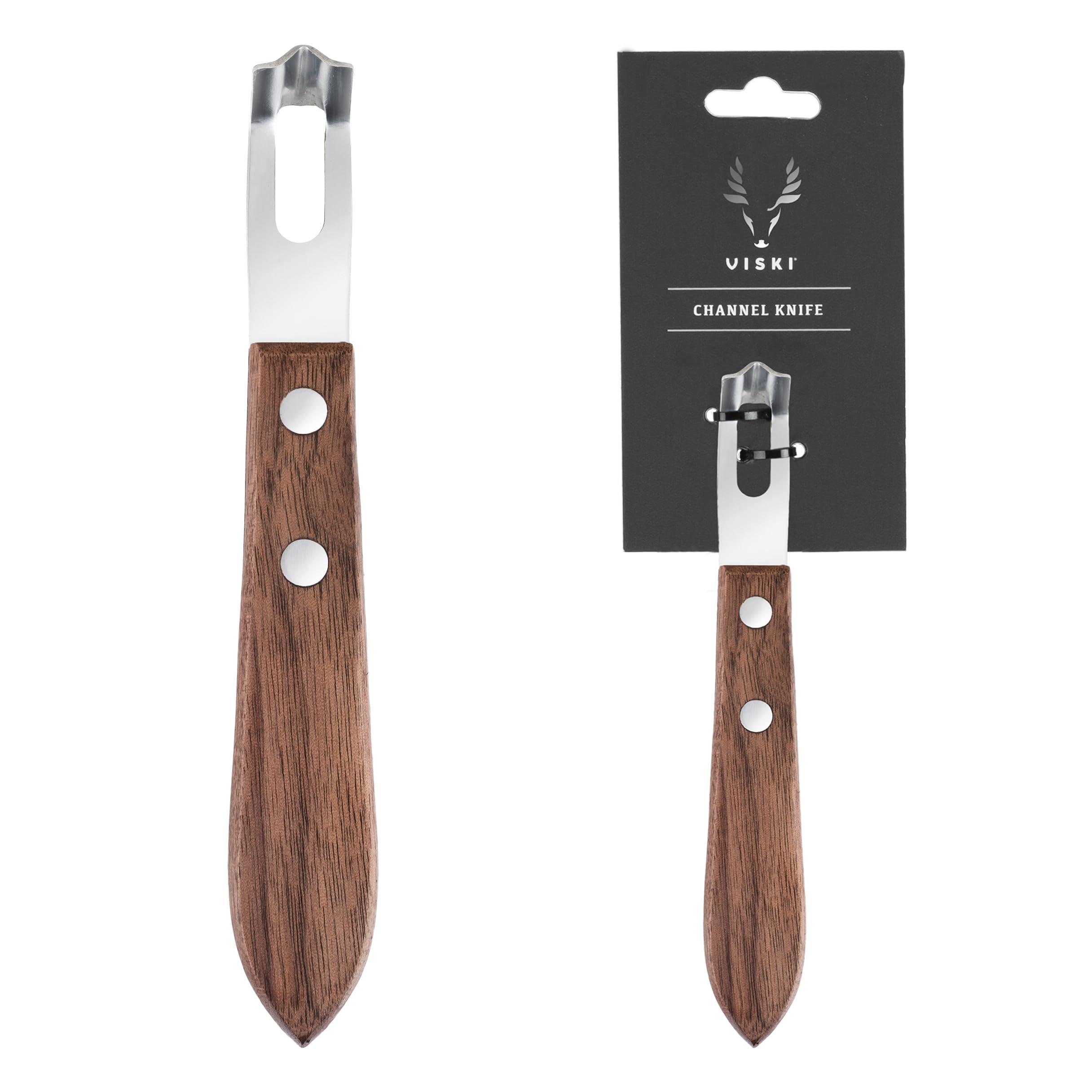 Viski Channel Knife, Citrus Zester and Orange Peeler Tool, Walnut Wood and Stainless Steel Bar Tool for Cocktail Garnishes, Perfect for Home Bars, Craft Cocktails and Bartender Gifts, Set of 1 - Image 9