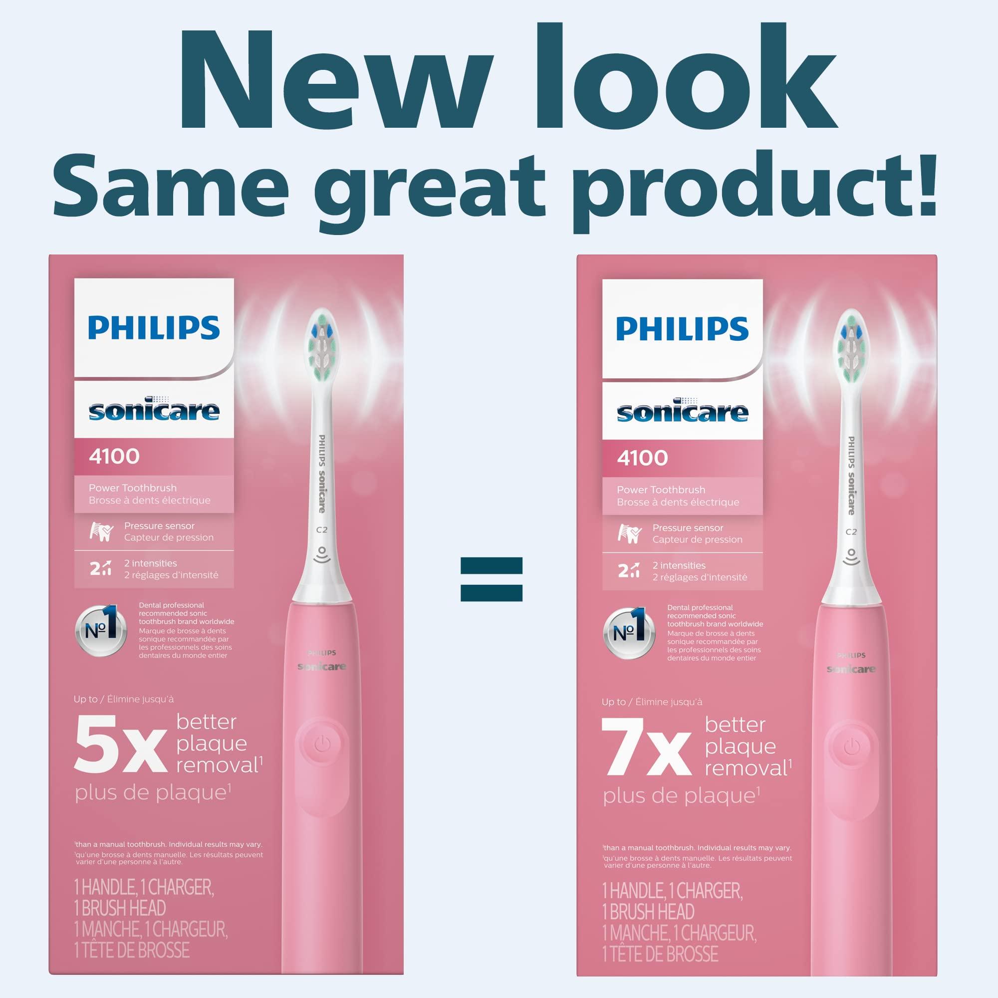 Philips Sonicare 4100 Rechargeable Electric Toothbrush, with Pressure Sensor, 2 Intensity Settings, SmarTimer and QuadPacer, 14-Day Battery Life, Deep Pink, Model HX3681/26 - Image 2