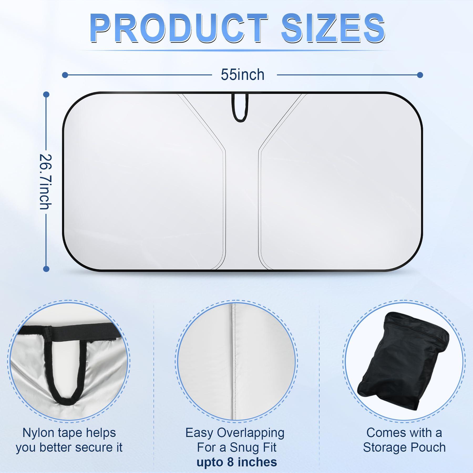 SINGARO Universal Car Windshield Sun Shade, Foldable Reflective for Windshield & Window Shades with Overlapping Design, Car Interior Accessories - Image 2