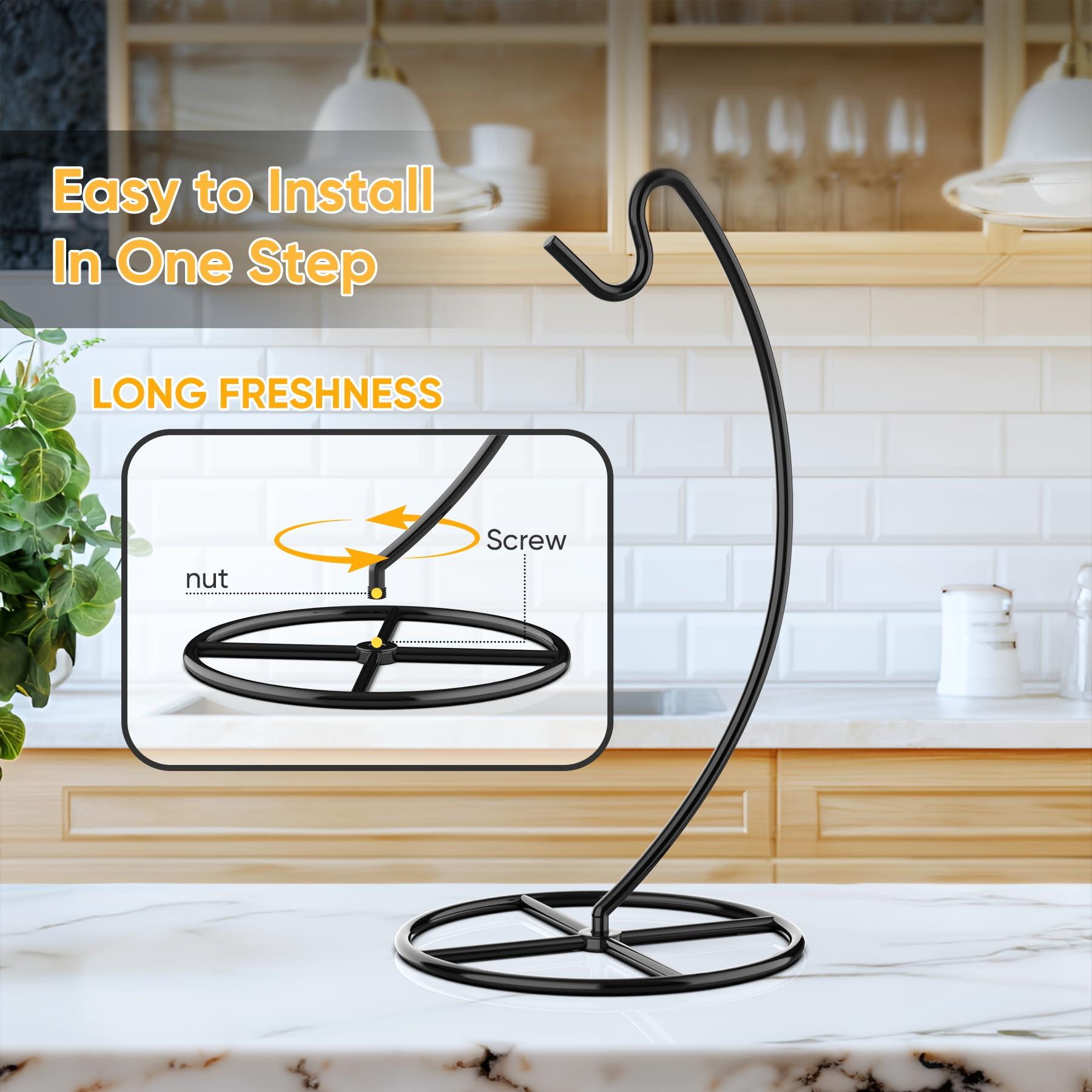 Beesini 2 Pack Banana Holder, Banana Tree Stand Metal, Banana Stand Holder, Holds Up to 15LB Banana or Grape, Banana Rack for Kitchen Counter, Black - Image 6