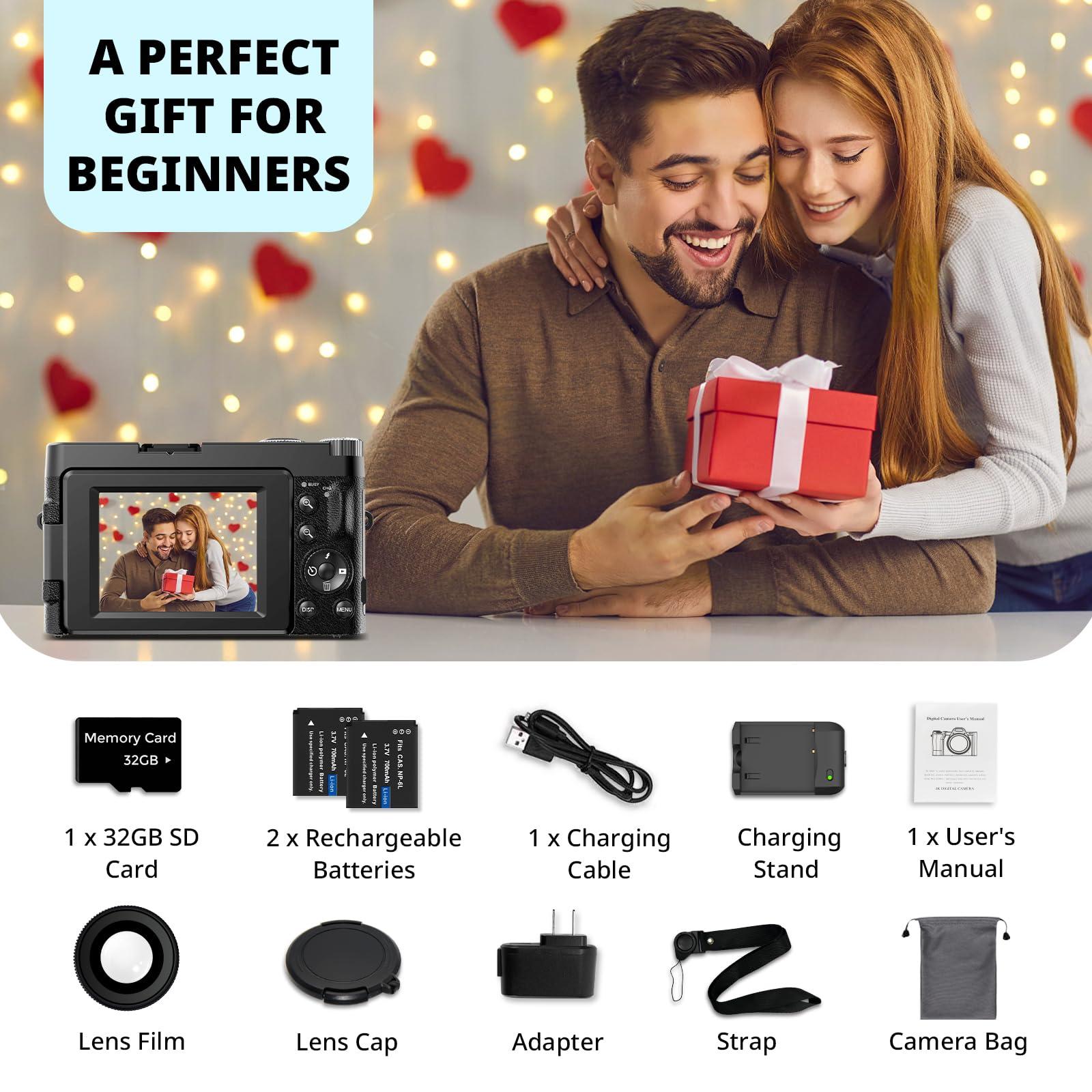 4K Digital Camera for Photography Autofocus, 2024 Latest 48MP Vlogging Camera for YouTube with SD Card, 2 Batteries, 3" 180°Flip Screen Compact Travel Camera for Teens with 16X Zoom, Anti-Shake,Black - Image 7