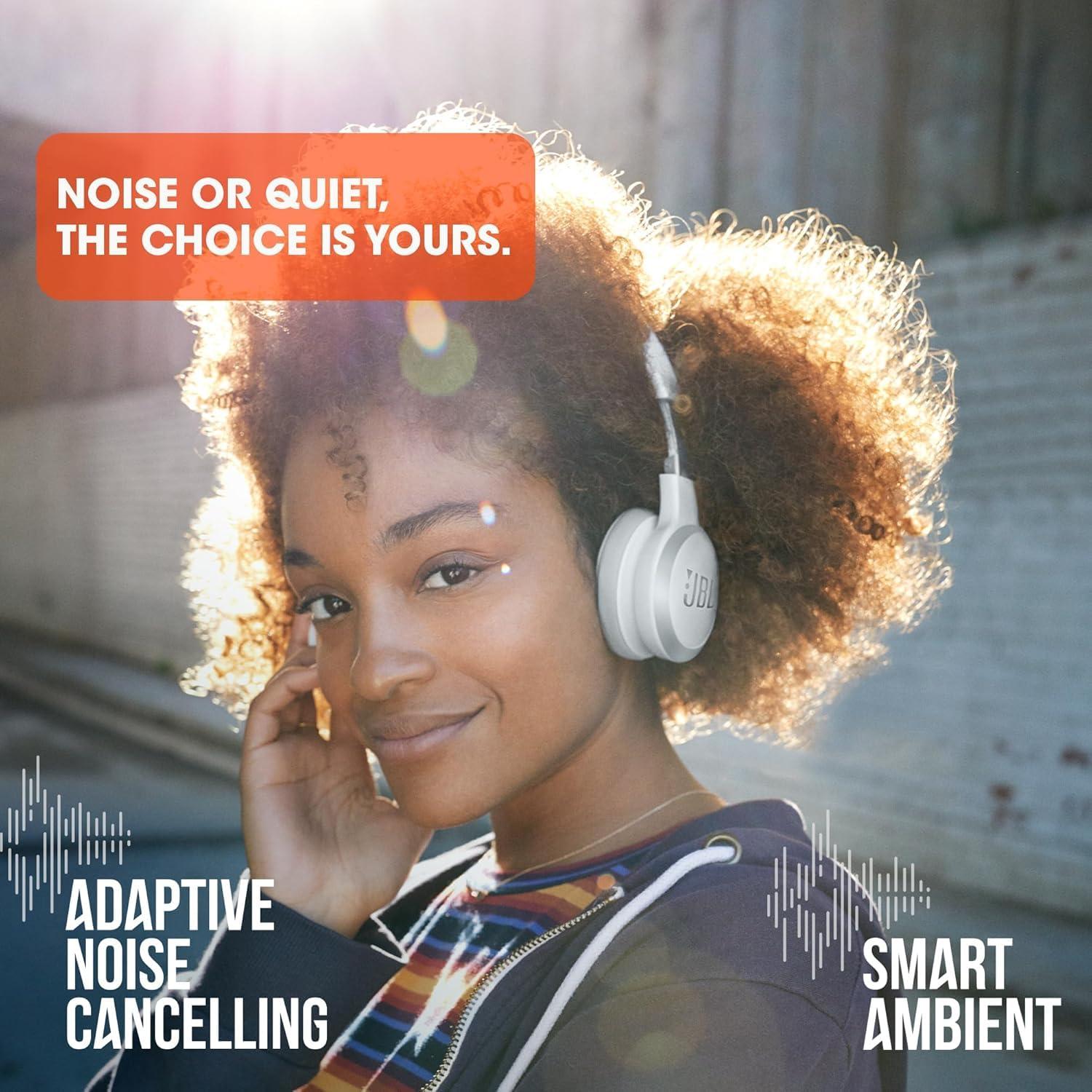 JBL Live 460NC Wireless Noise Cancelling On-Ear Headphones, Bluetooth 5.0, 50H Battery, Hands-Free Calls, Adaptive ANC, Google Assistant & Alexa - Black, Includes Carrying Pouch - Image 6