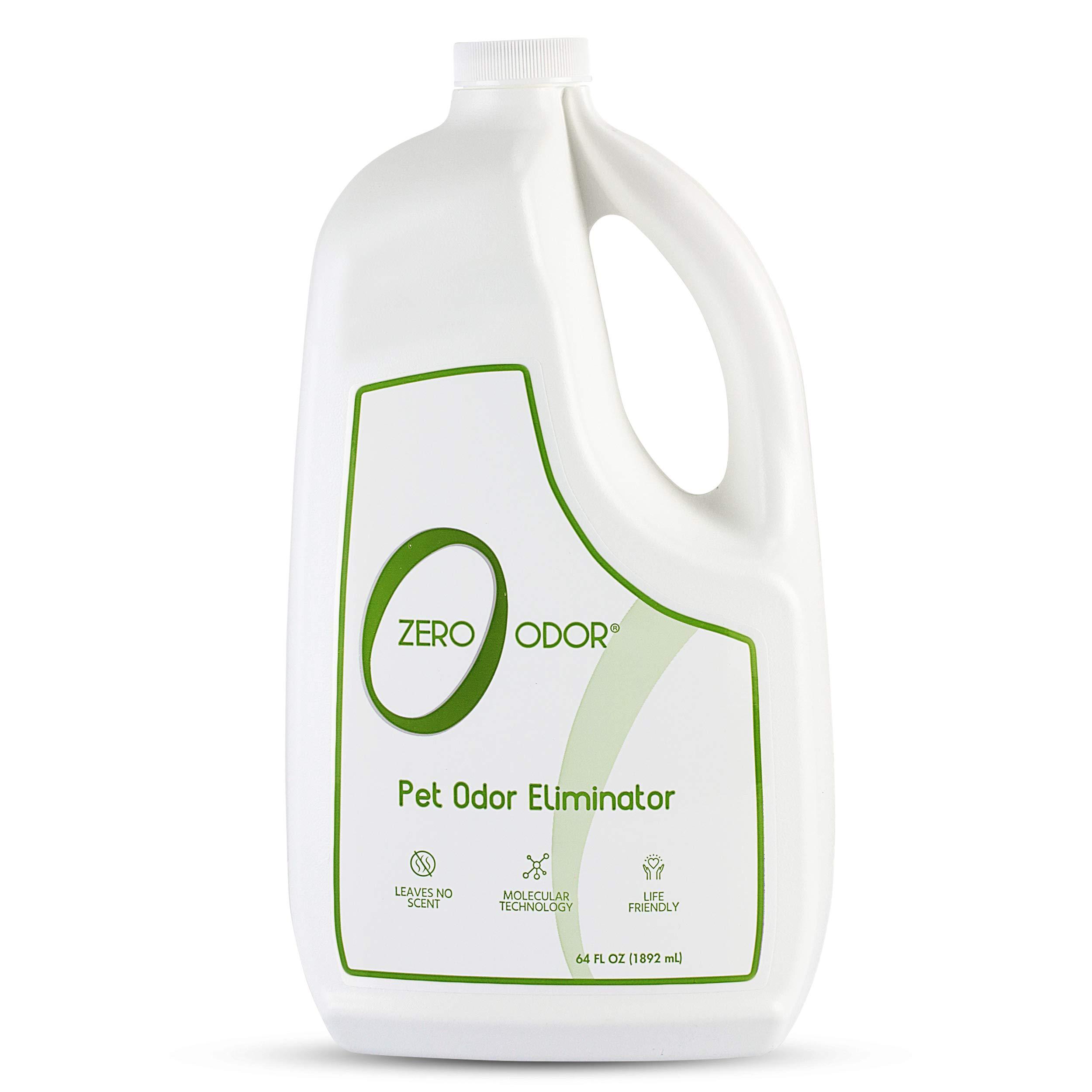 Zero Odor - Pet Odor Eliminator for strong odor, Eliminate Air & Surface Odors – Patented Molecular Technology Best For Carpet, Furniture, Beds Smell Great Again, 64oz Refill