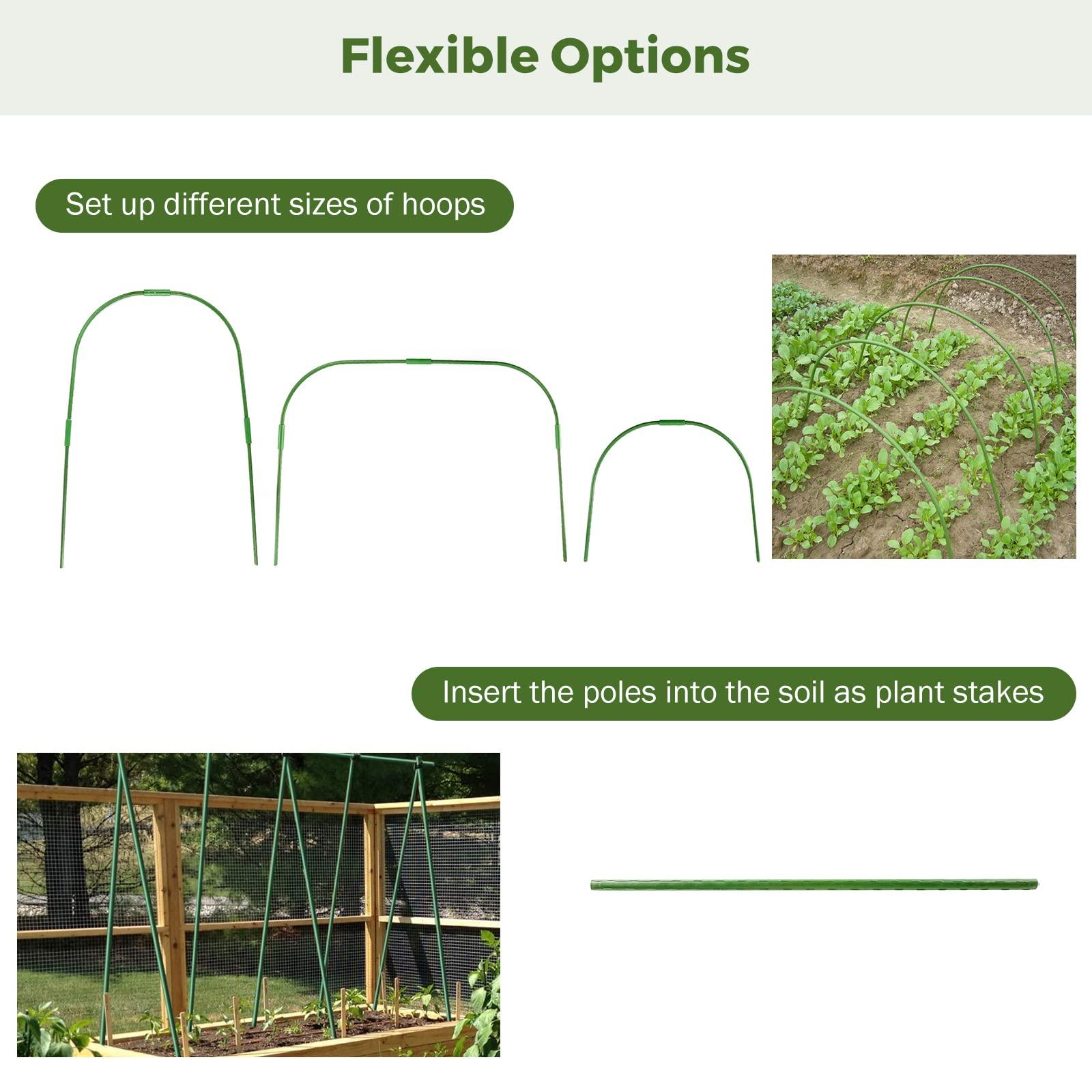 BEAMNOVA Garden Netting Mesh Greenhouse Hoops for Raised Beds Row Cover Barrier Support Frame Cover Climbing Plants Stakes with Clips for Outdoor Vegetable Tomato Vines DIY - Image 5