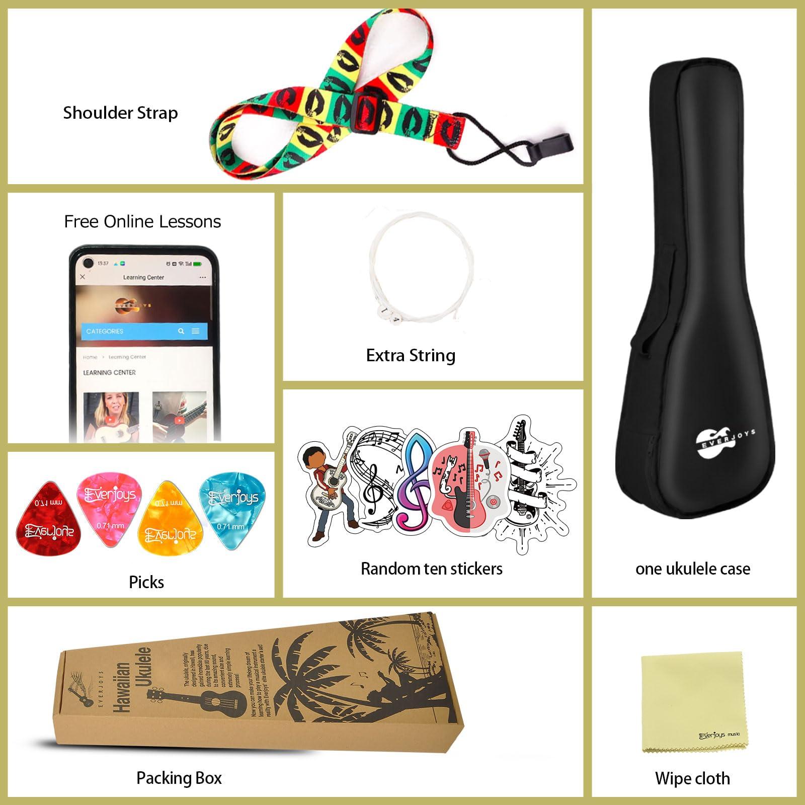 Soprano Ukulele Beginner Kit for Adult Student w/Free Online Lesson 21 Inch Ukelele Gig Bag Strap String Tuner Pick Polishing Cloth, Rainbow Series Ukalalee - Image 7
