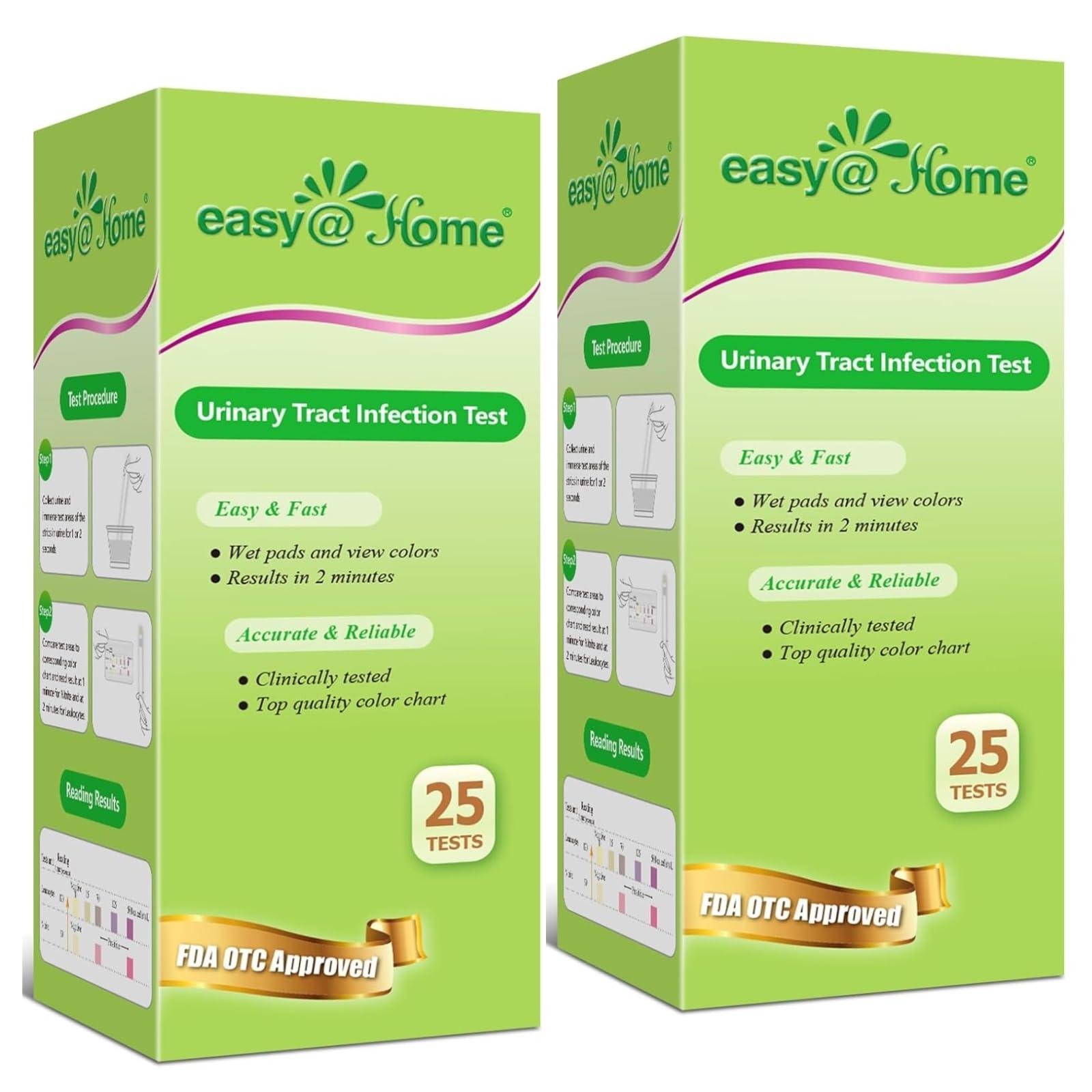 Easy@Home 50ct UTI Test Kit Bladder Infection Test Strips, FSA or HSA Eligible, at Home UTI Urinalysis Test Strips for Women Urinary Tract Health, Highly Accurate UTI Testing (UTI-50Pcs)