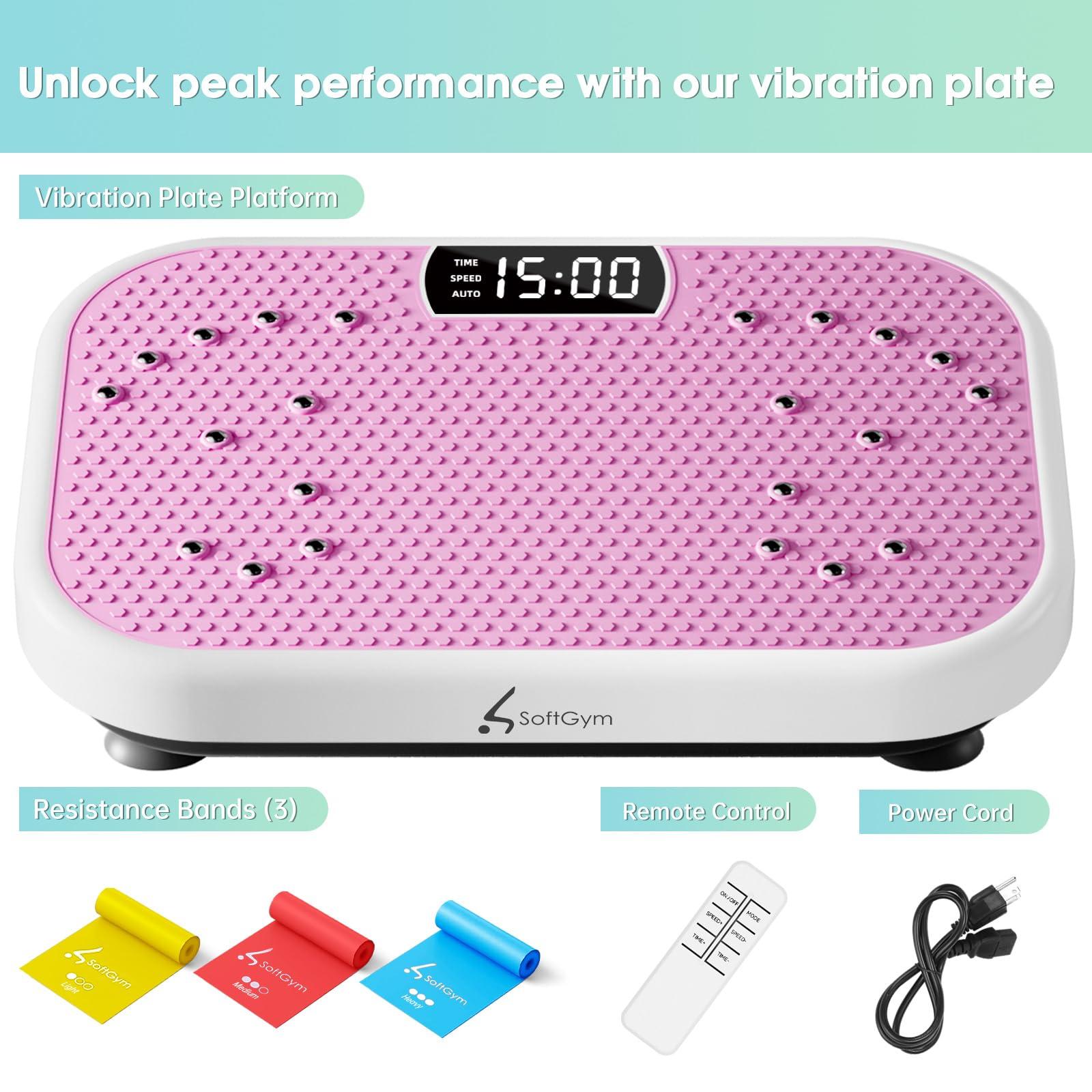 Vibration Plate Exercise Machine for Lymphatic Drainage,Softgym Power Vibrate Stand Shake Board 400 Lbs Capacity Whole Body Workout Waver with Fitness Resistance Bands Weight Loss Gifts for Women Men - Image 7