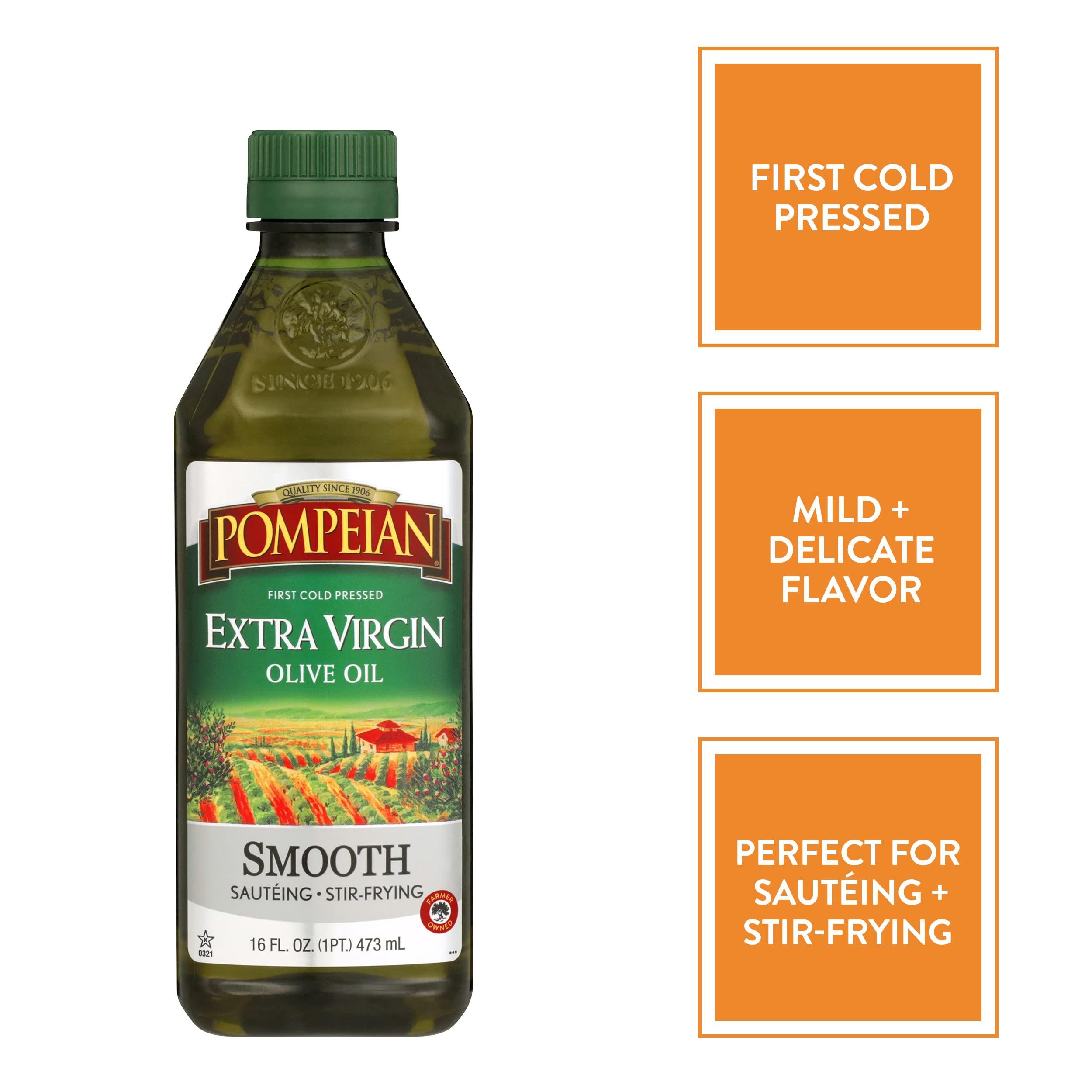 Pompeian Smooth Extra Virgin Olive Oil, Contains Polyphenols, First Cold Pressed, 16 FL Oz - Image 3