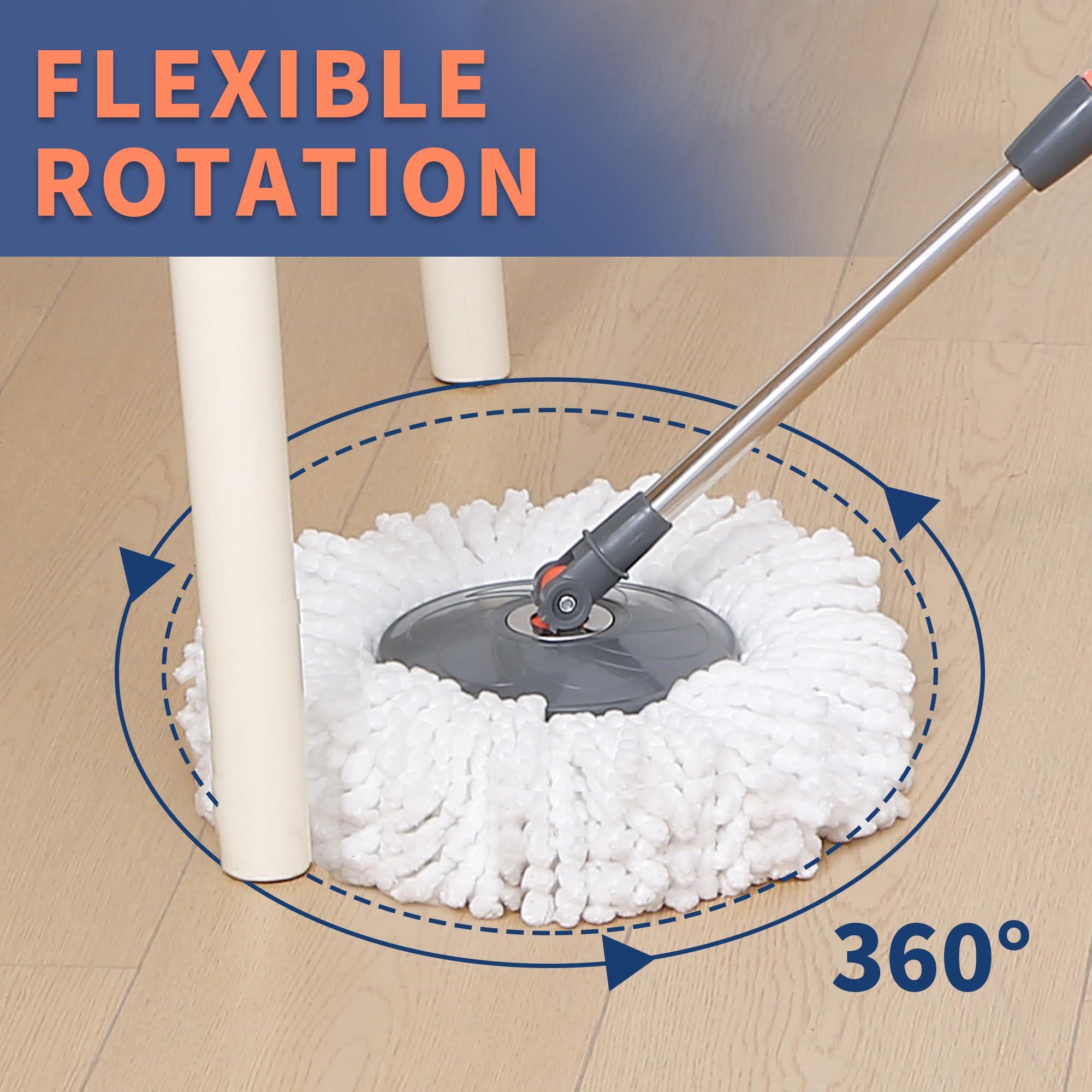 BOOMJOY Spin Mop and Bucket, Mop and Bucket with Wringer Set for Home, Easy Wring for Floor Cleaning with 6 Microfiber Replacement Refills - Image 7