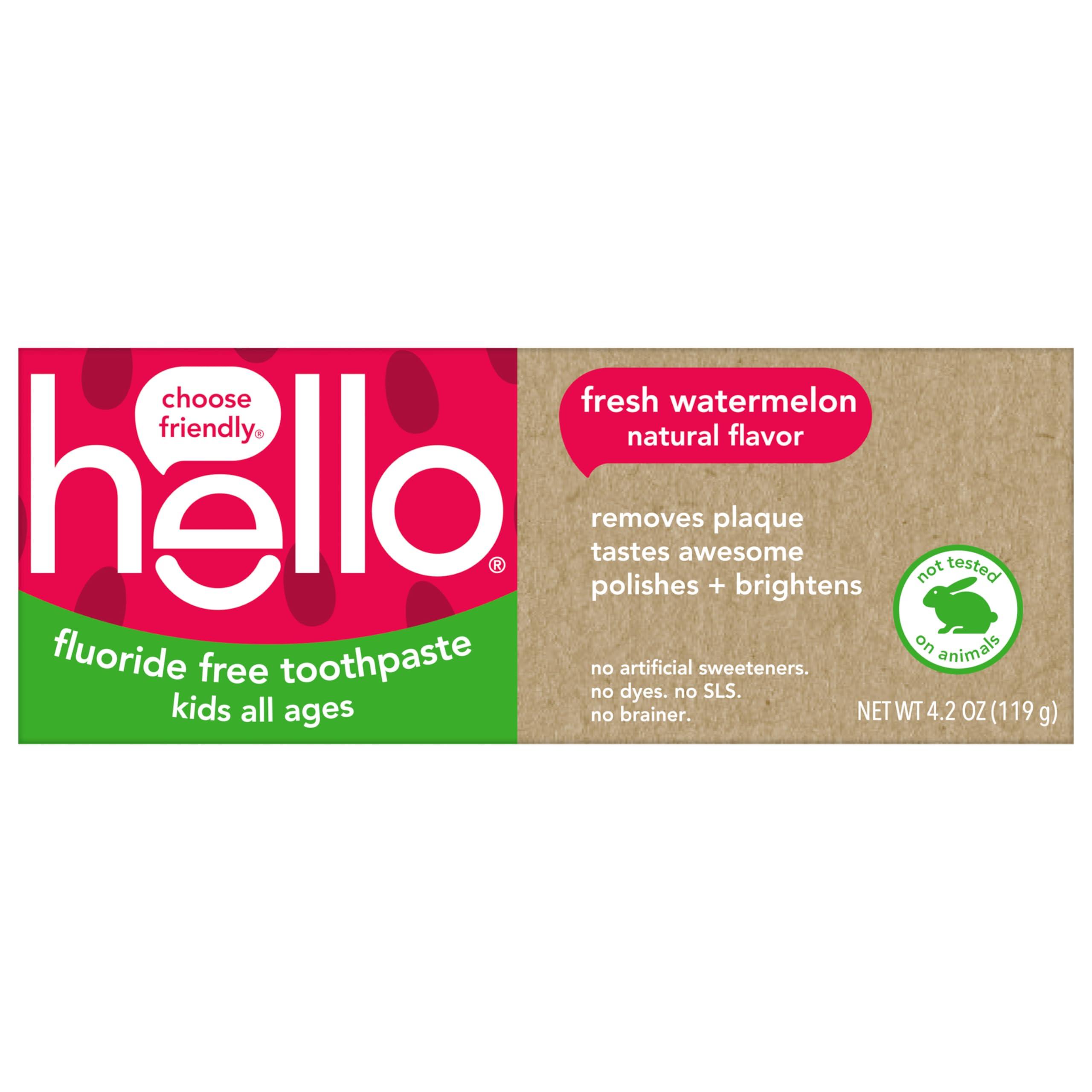 hello Fresh Watermelon Fluoride Free Kids Toothpaste, 4.2 Oz Tube - Image 6