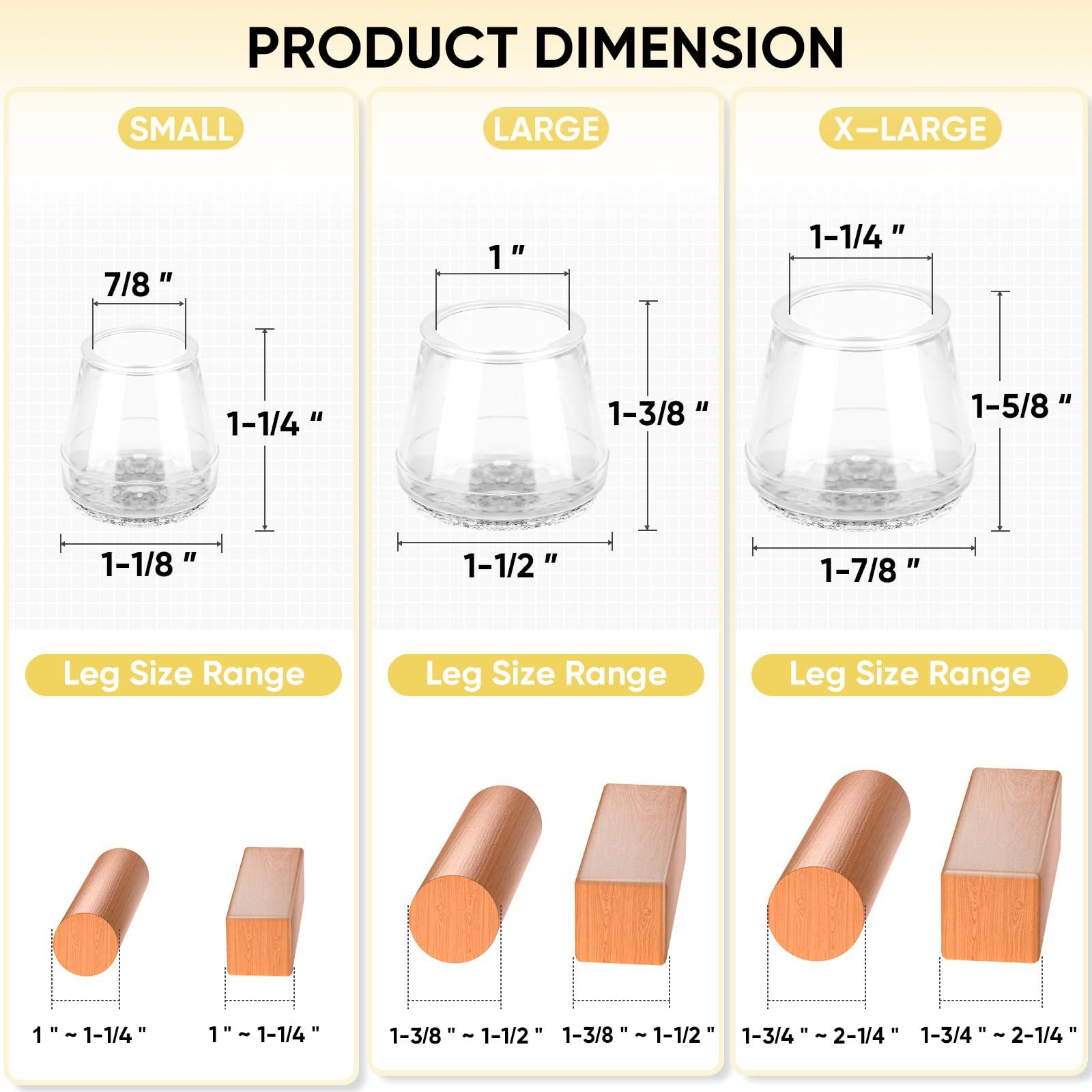 BALEINE 16 Pack Silicone Chair Leg Floor Protectors, Stool Leg Protectors Cap, Non-Slip Chair Leg Caps for Hardwood Floors (Clear & Small, 16 Pack) - Image 2