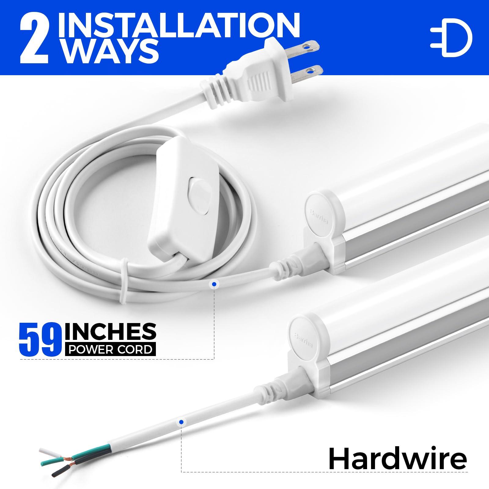 Barrina (6 Pack LED T5 Integrated Single Fixture, 4FT, 2200lm, 6500K Super Bright White, 20W Utility LED Shop Light, Ceiling and Under Cabinet Light, Corded Electric with ON/Off Switch, ETL Listed - Image 5