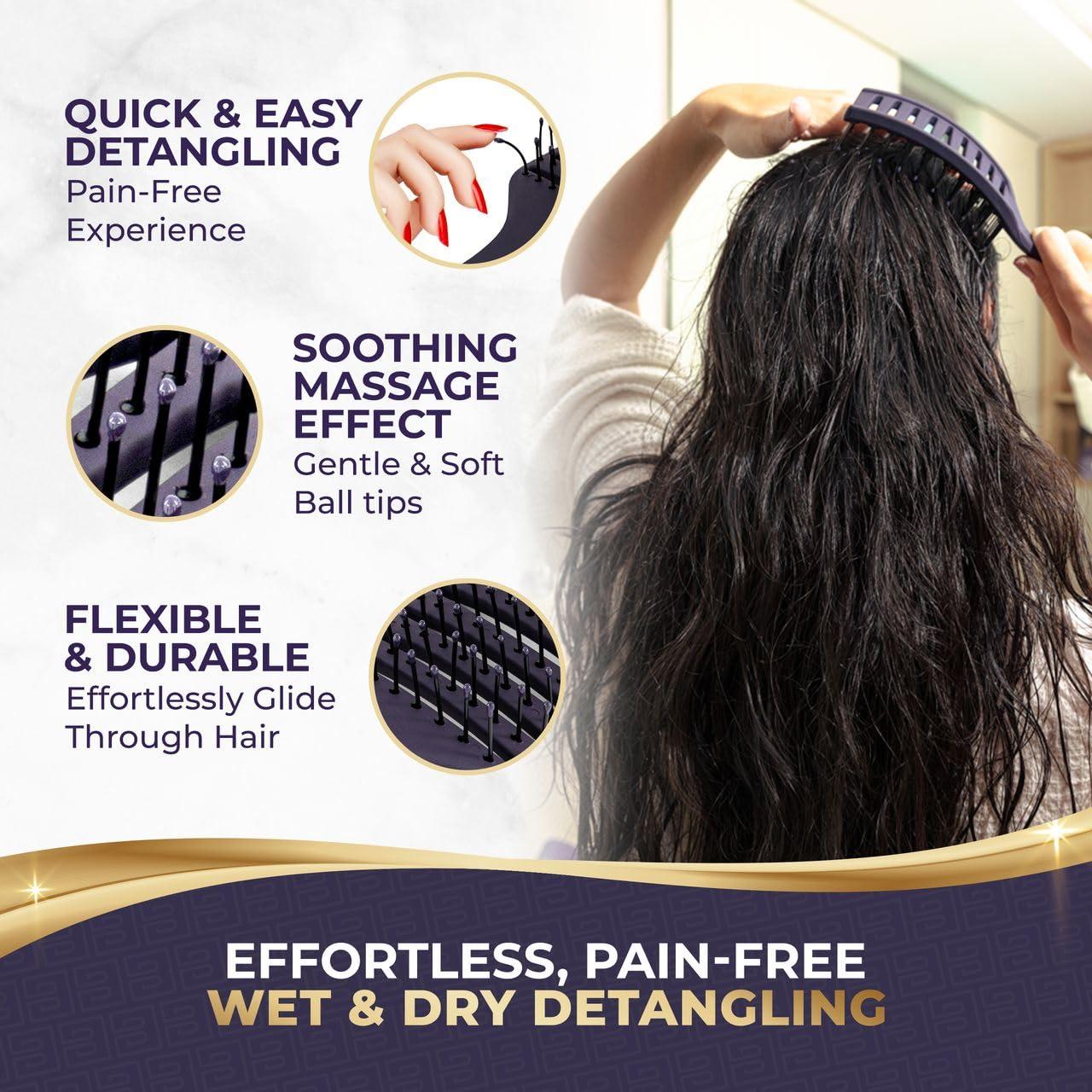 BEAUXSOI Vented Detangling Brush for Wet or Dry, Thick, Coily, and Curly Hair | Curved Vent Brush for Blow Drying - Image 3