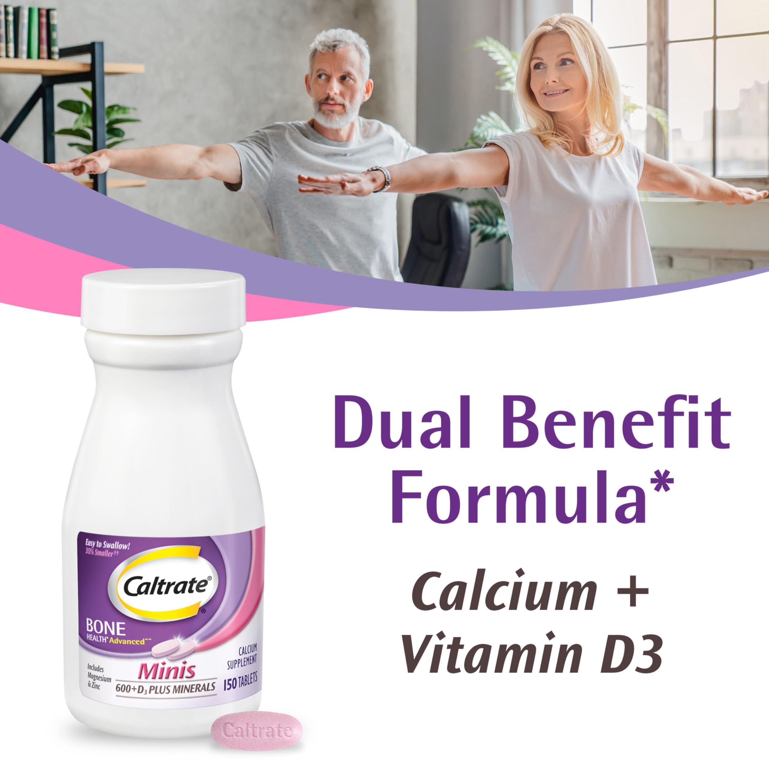 Caltrate Minis 600 Plus D3 Plus Minerals Calcium and Vitamin D Supplement Tablets, Bone Health and Mineral Supplement for Adults - 150 Count - Image 2