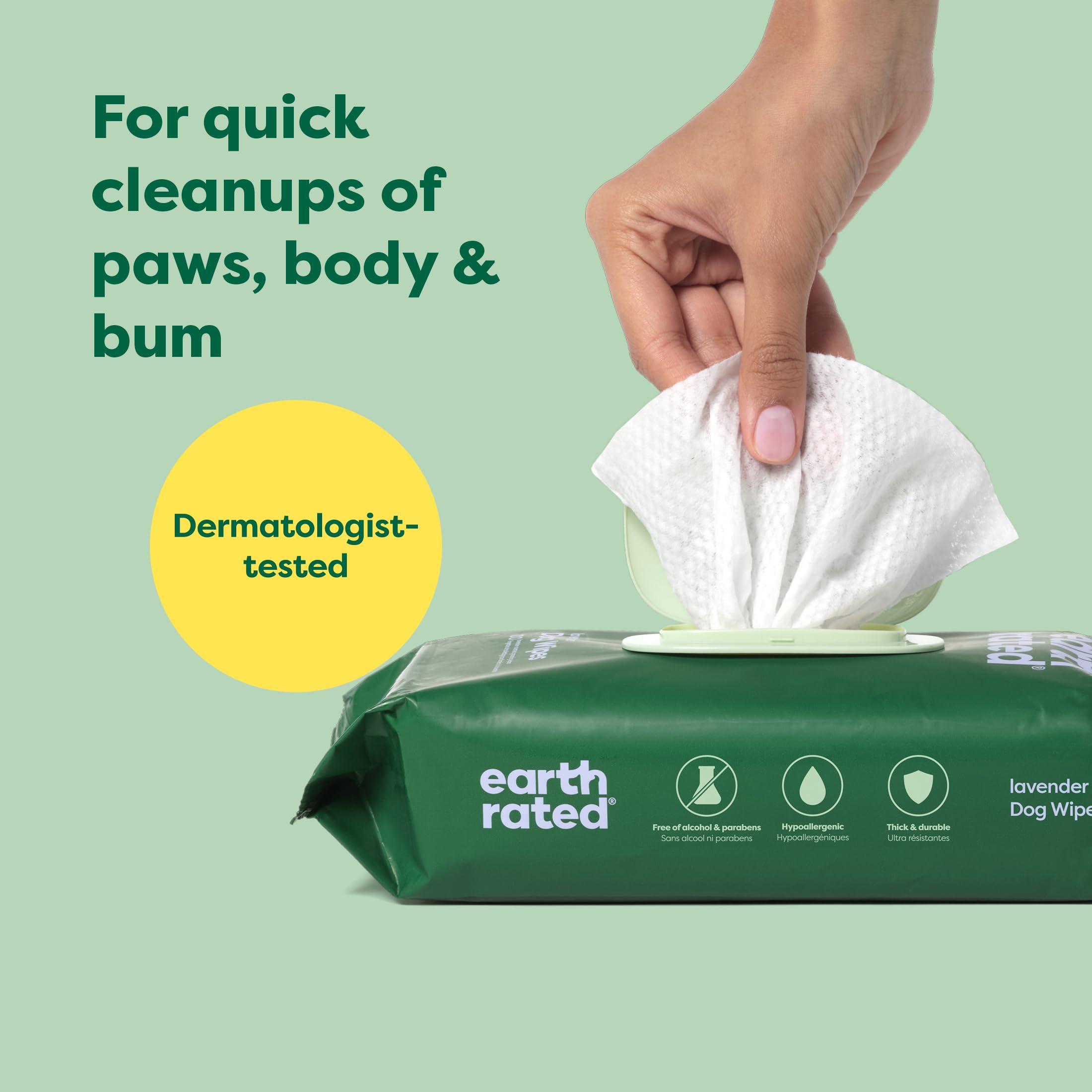 Earth Rated Dog Wipes, Hypoallergenic, Cleaning and Hydrating, for Grooming Paws, Body and Butt, Lavender Scented, 400 Count - Image 2