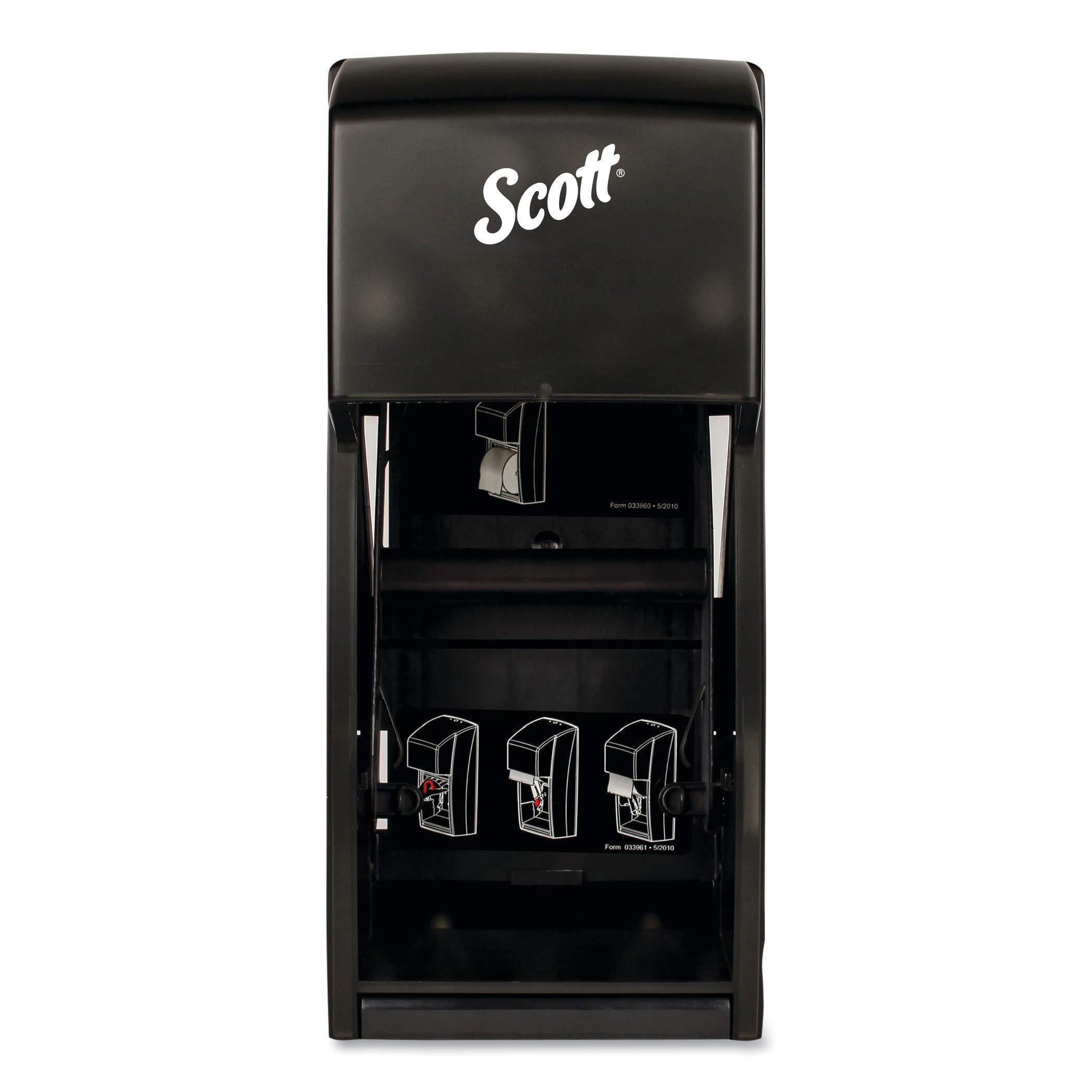 Scott Professional Vertical Standard Roll Toilet Paper Dispenser (09021), Dual Capacity, Black, 6.0"x13.6"x6.6" (Qty 1) - Image 3