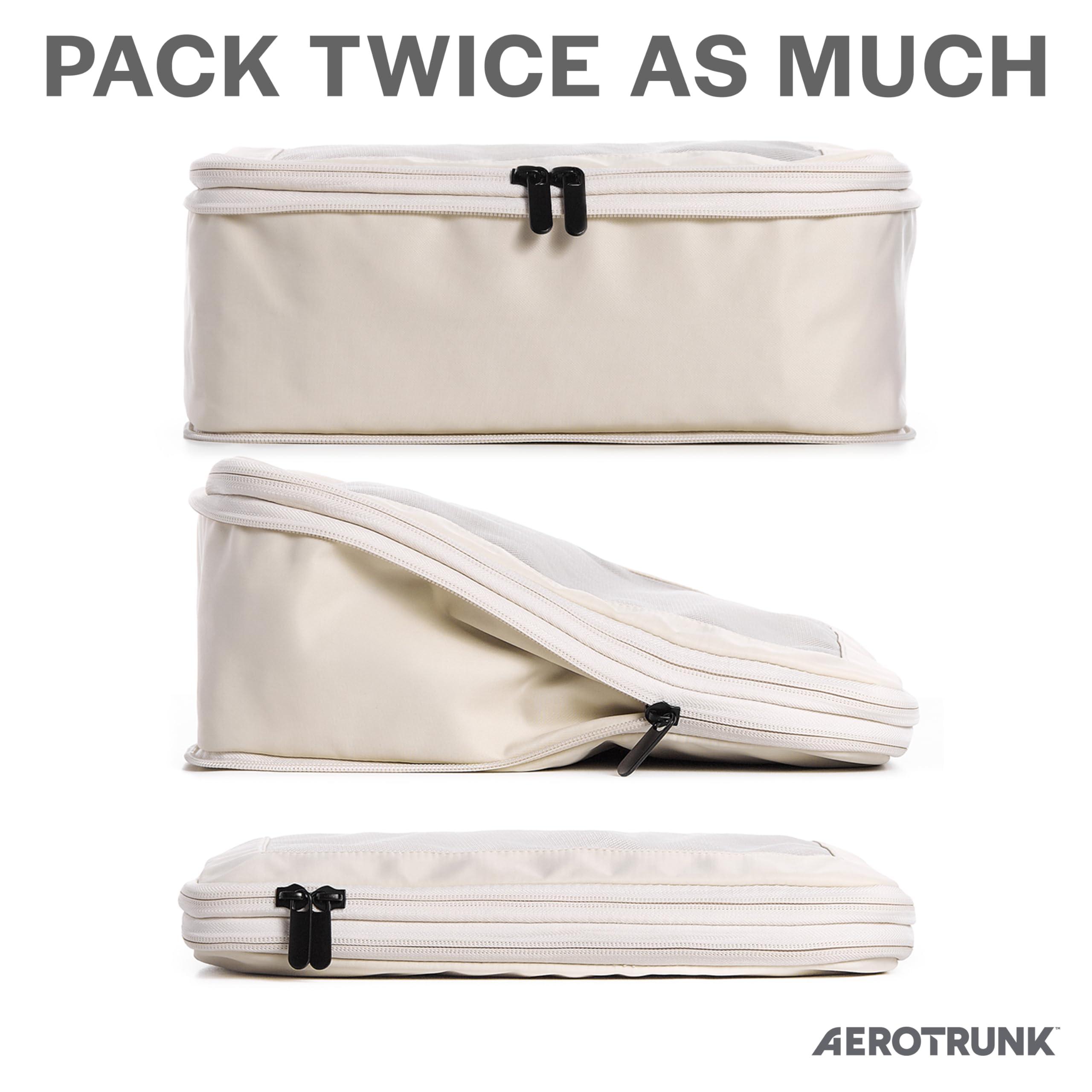 Aerotrunk Compression Packing Cubes for Travel - Luggage Organizer Bags - Double Zipper Packing Cubes for Suitcases (6-Pack, Beige) - Image 2